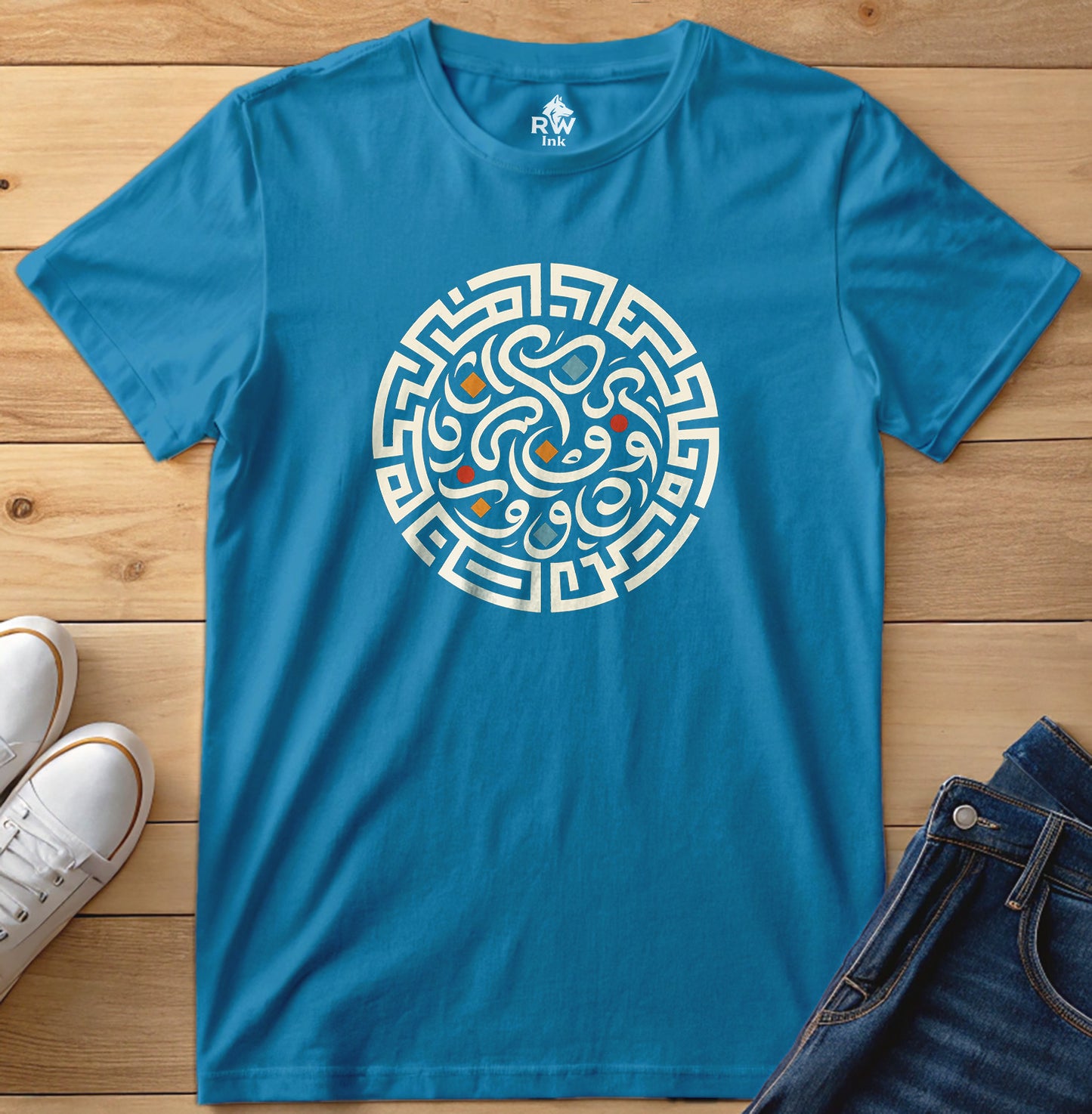 Geometric Labyrinth – Calligraphy Maze Tee | Bella+Canvas 3001 Unisex T-Shirt