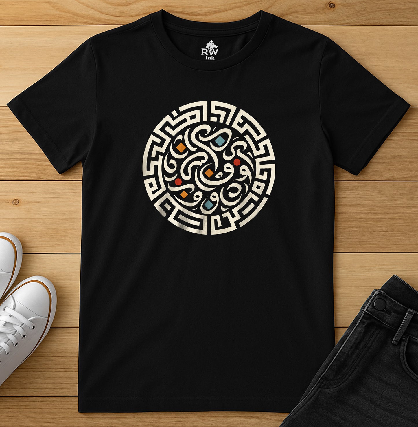 Geometric Labyrinth – Calligraphy Maze Tee | Bella+Canvas 3001 Unisex T-Shirt