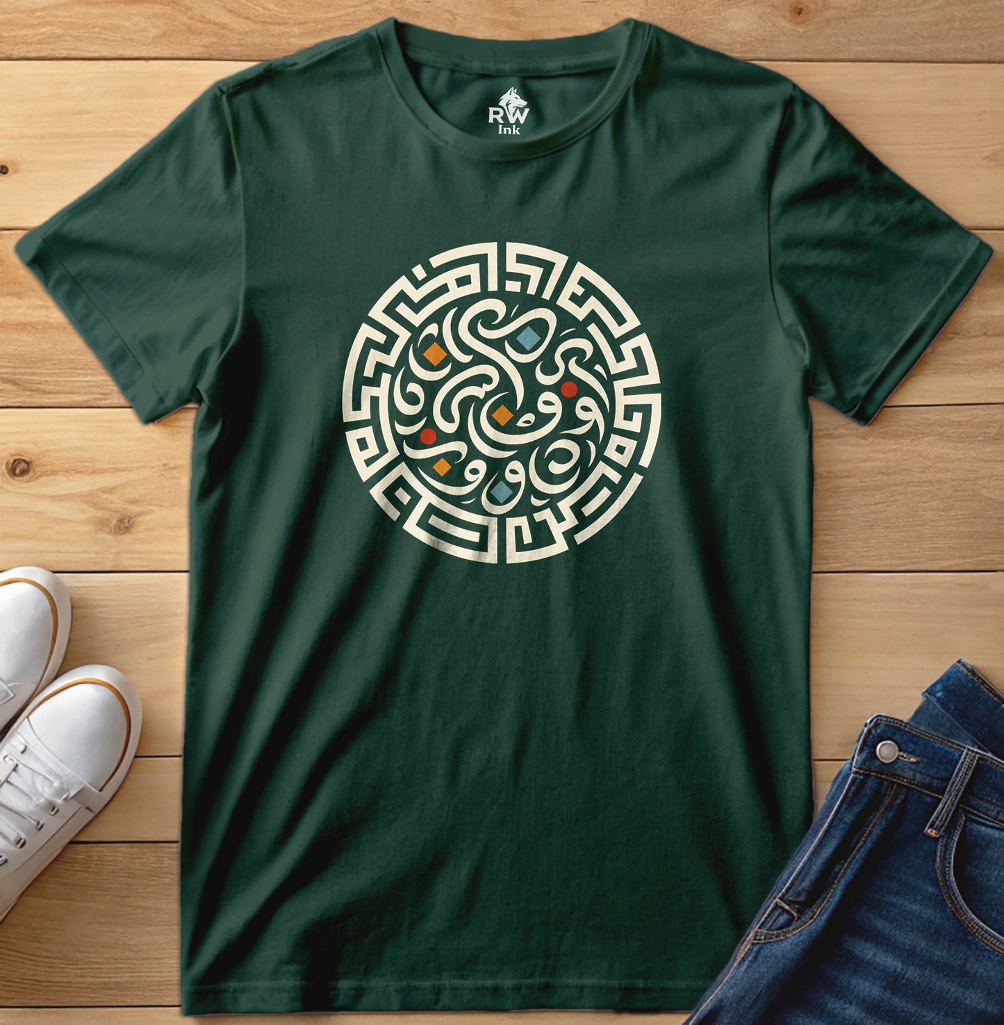 Geometric Labyrinth – Calligraphy Maze Tee | Bella+Canvas 3001 Unisex T-Shirt
