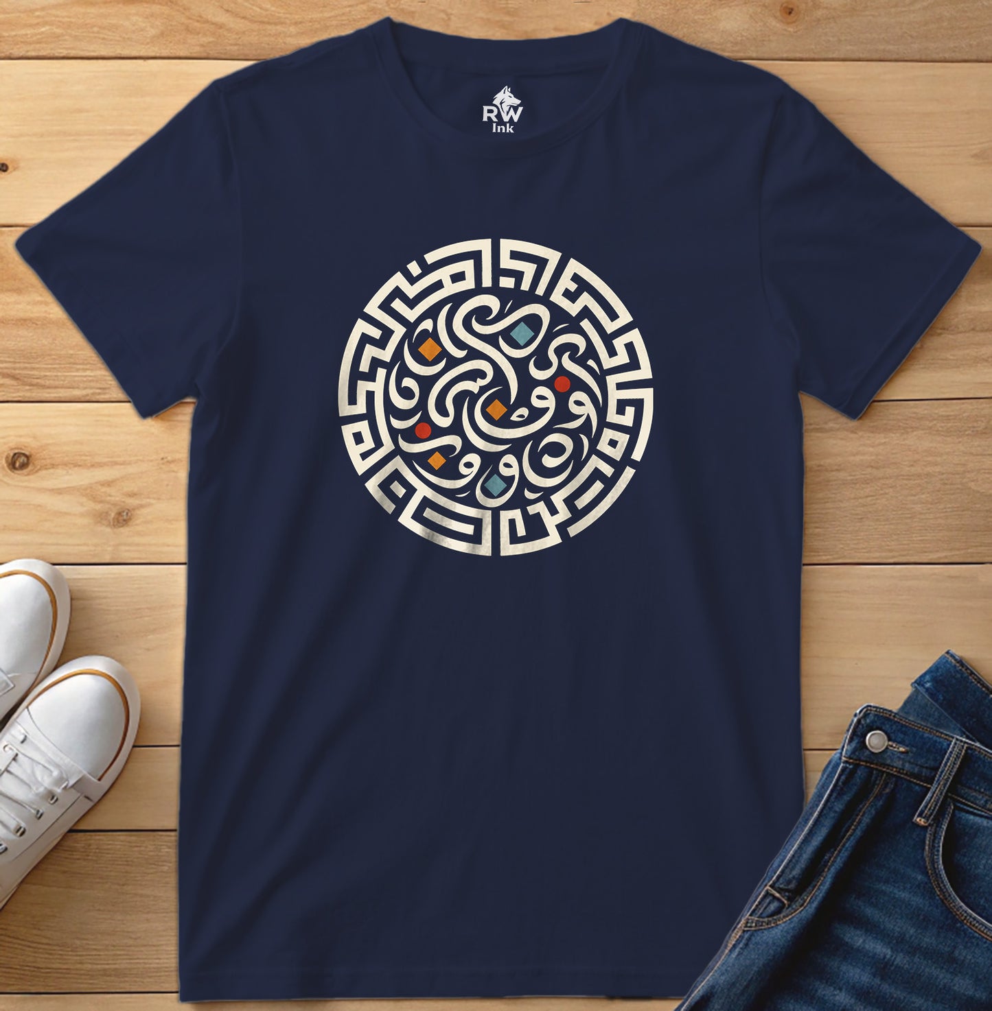 Geometric Labyrinth – Calligraphy Maze Tee | Bella+Canvas 3001 Unisex T-Shirt