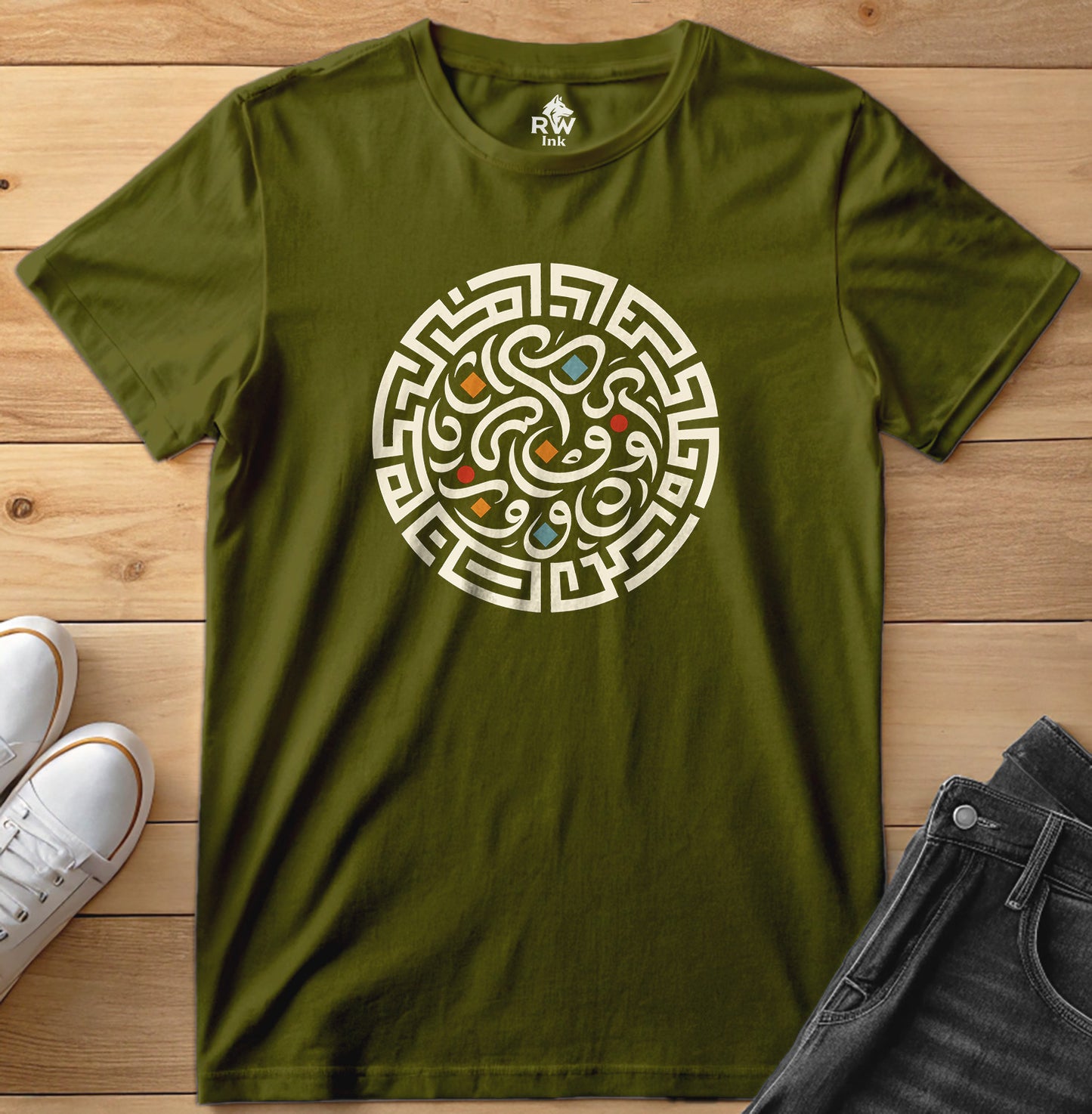 Geometric Labyrinth – Calligraphy Maze Tee | Bella+Canvas 3001 Unisex T-Shirt