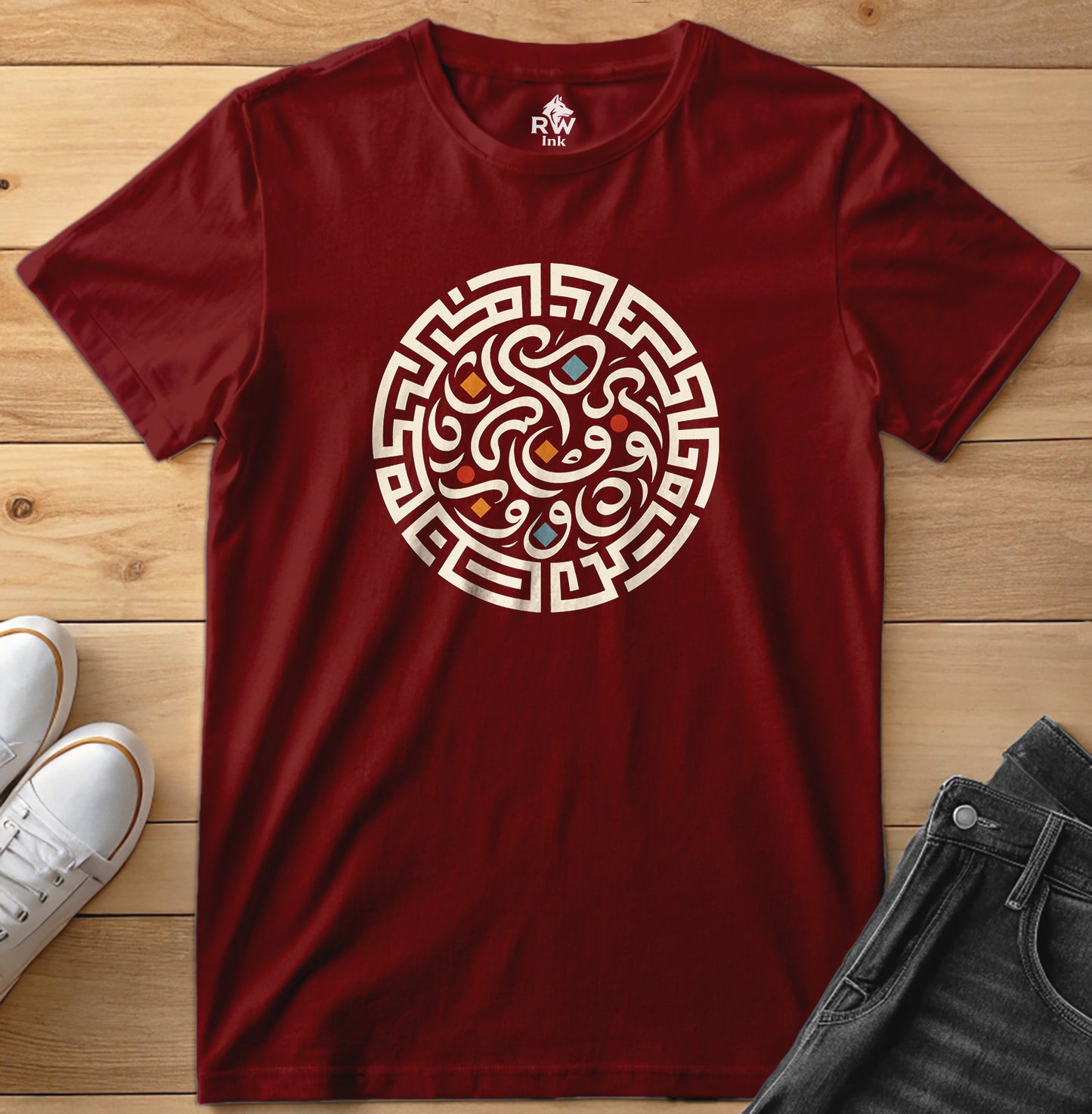 Geometric Labyrinth – Calligraphy Maze Tee | Bella+Canvas 3001 Unisex T-Shirt