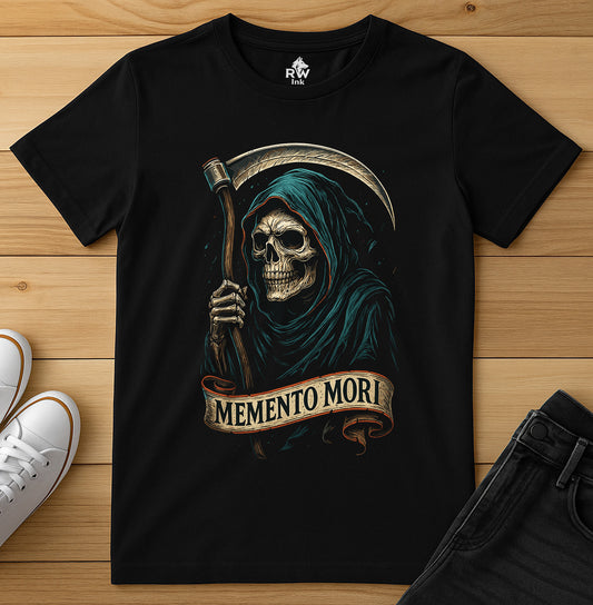 Memento Mori – Grim Reaper Skull Art Tee | Bella+Canvas 3001 Unisex T-Shirt
