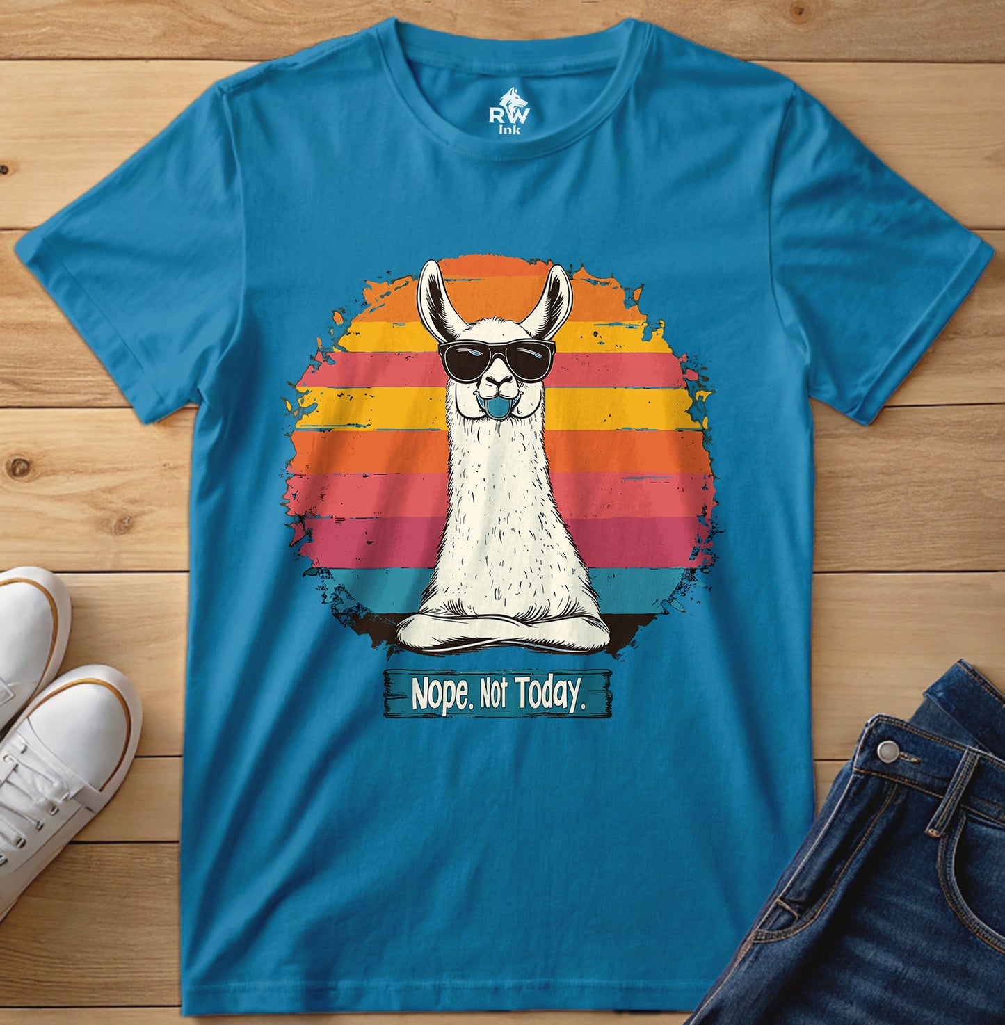 Nope. Not Today – Funny Llama T-Shirt with Sunglasses | Bella+Canvas 3001 Unisex Tee