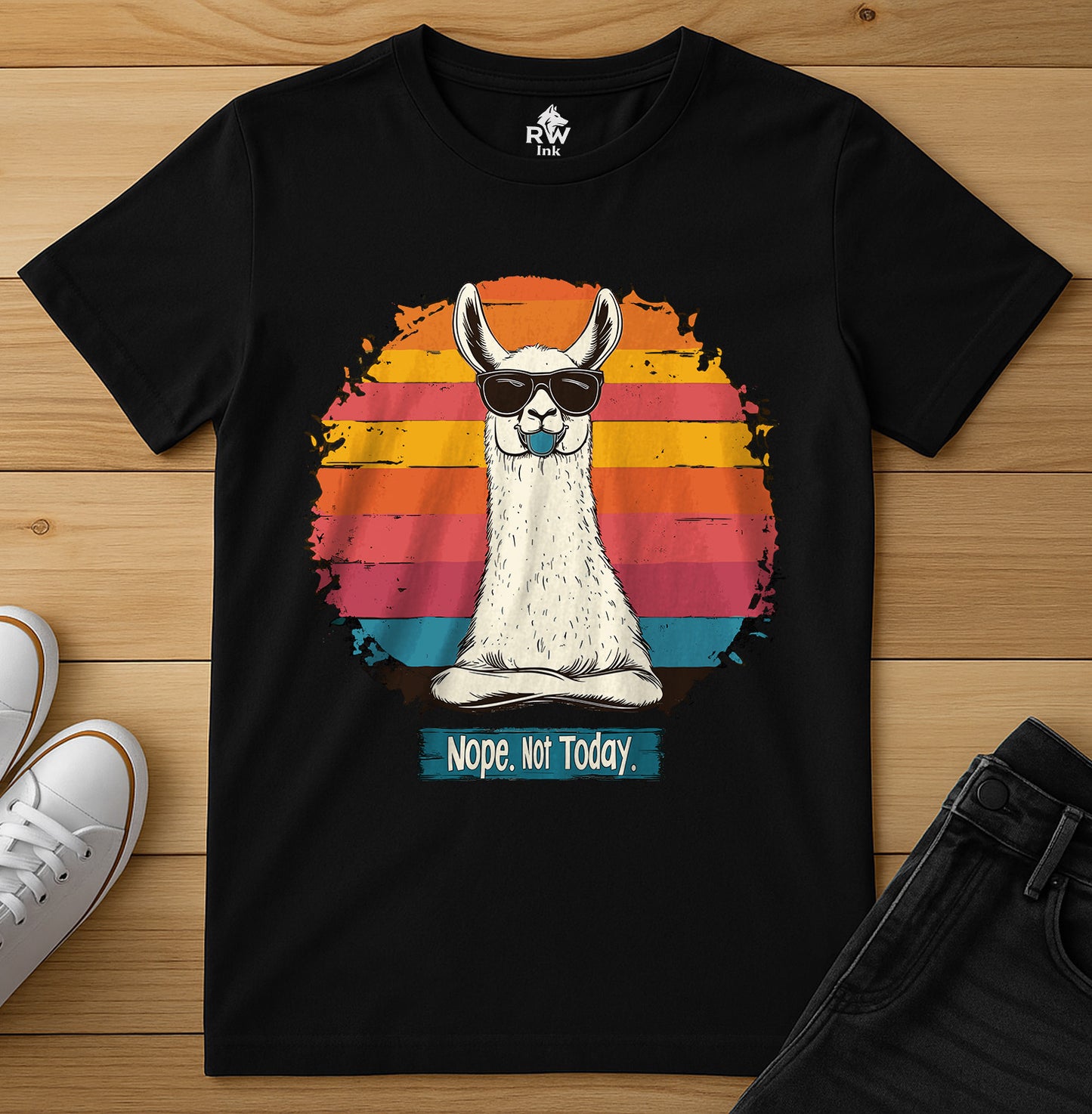 Nope. Not Today – Funny Llama T-Shirt with Sunglasses | Bella+Canvas 3001 Unisex Tee