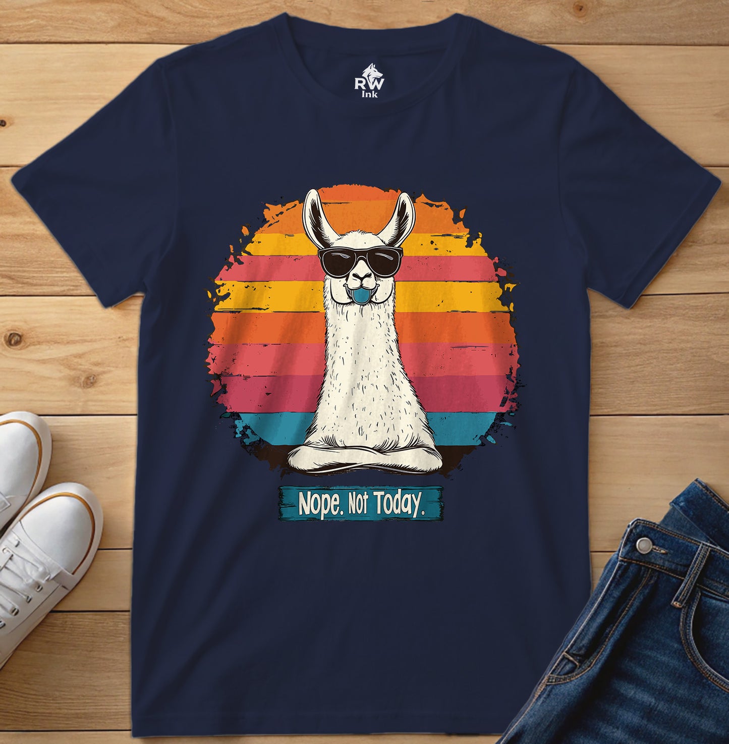 Nope. Not Today – Funny Llama T-Shirt with Sunglasses | Bella+Canvas 3001 Unisex Tee