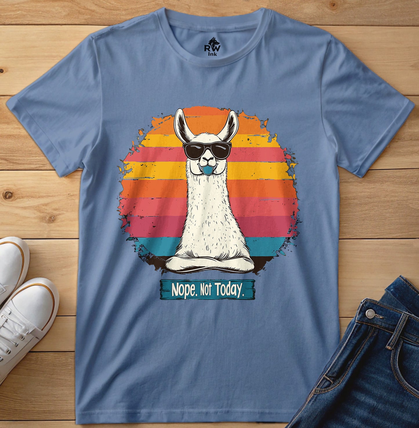 Nope. Not Today – Funny Llama T-Shirt with Sunglasses | Bella+Canvas 3001 Unisex Tee