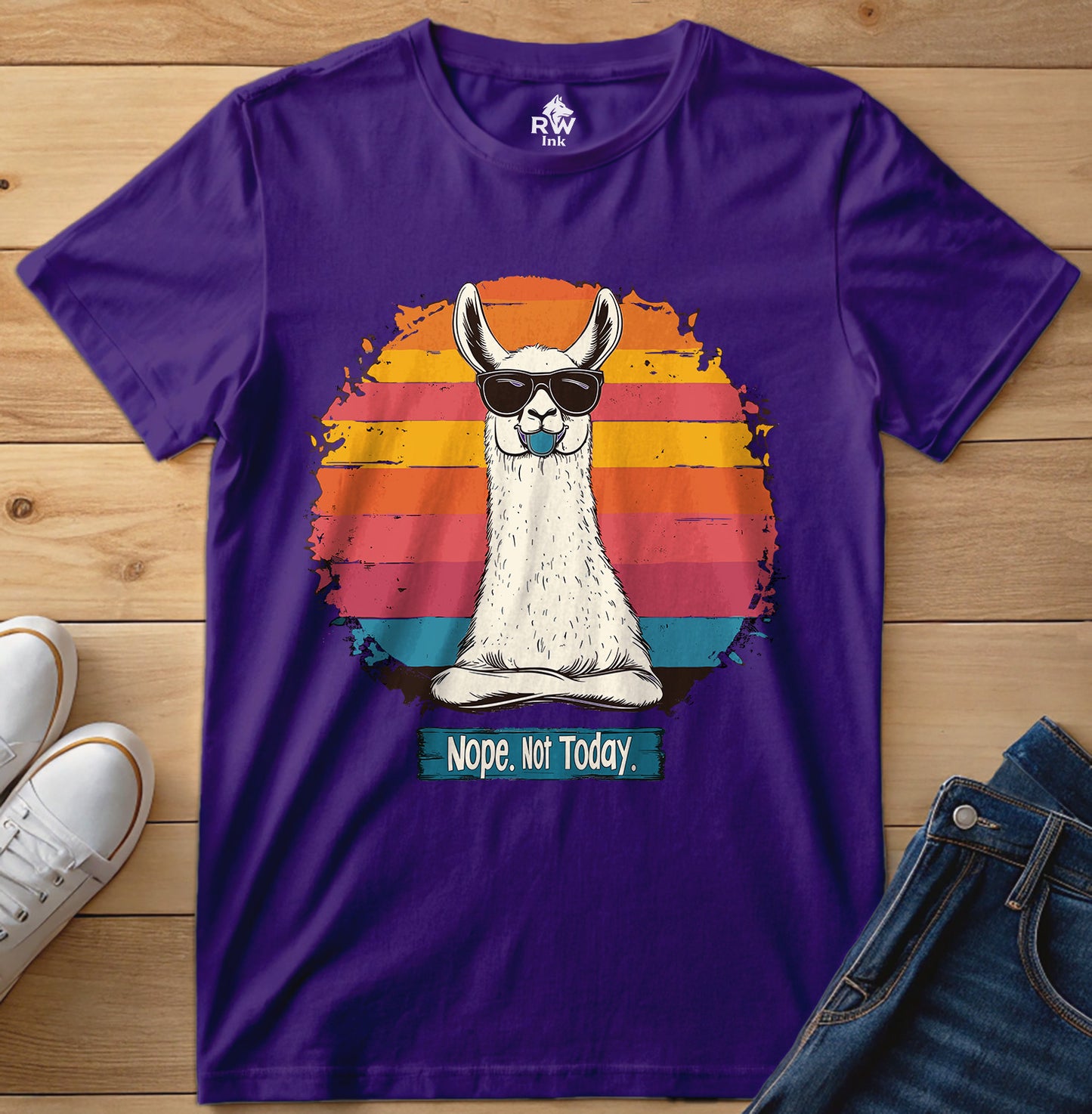 Nope. Not Today – Funny Llama T-Shirt with Sunglasses | Bella+Canvas 3001 Unisex Tee