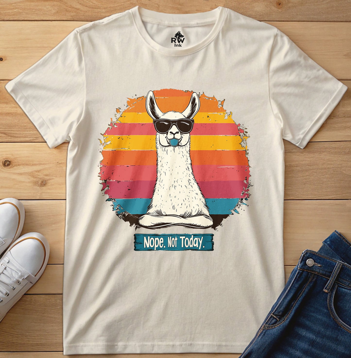 Nope. Not Today – Funny Llama T-Shirt with Sunglasses | Bella+Canvas 3001 Unisex Tee