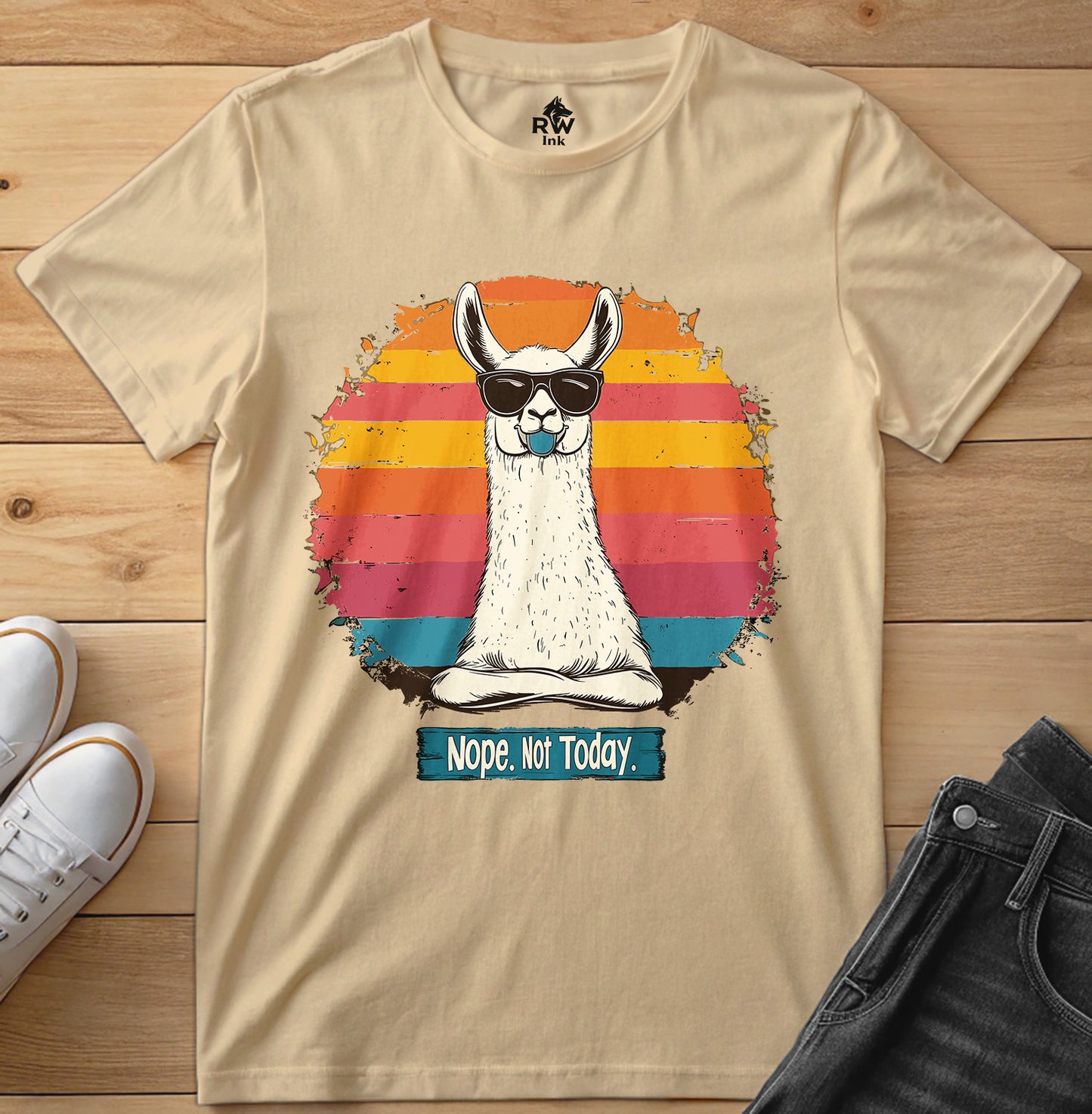 Nope. Not Today – Funny Llama T-Shirt with Sunglasses | Bella+Canvas 3001 Unisex Tee
