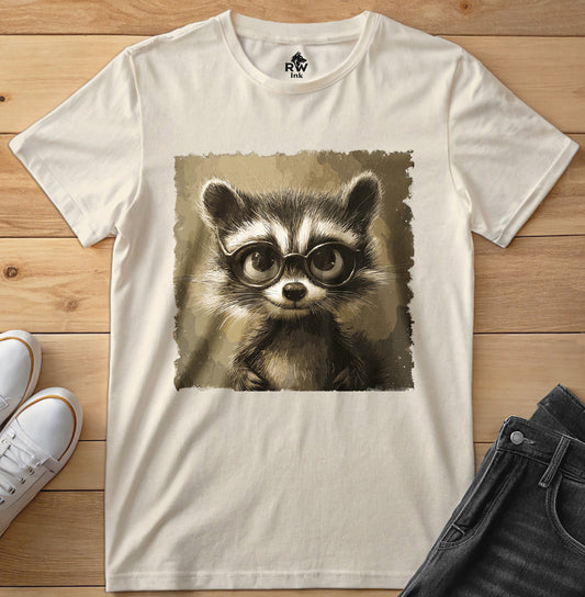 Stay Clever & Cute – Raccoon Glasses T-Shirt | Bella+Canvas 3001 Unisex Tee