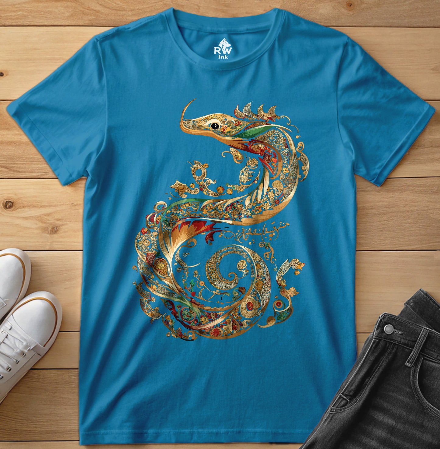 Dragon – Intricate Calligraphy Art Tee | Bella+Canvas 3001 Unisex T-Shirt