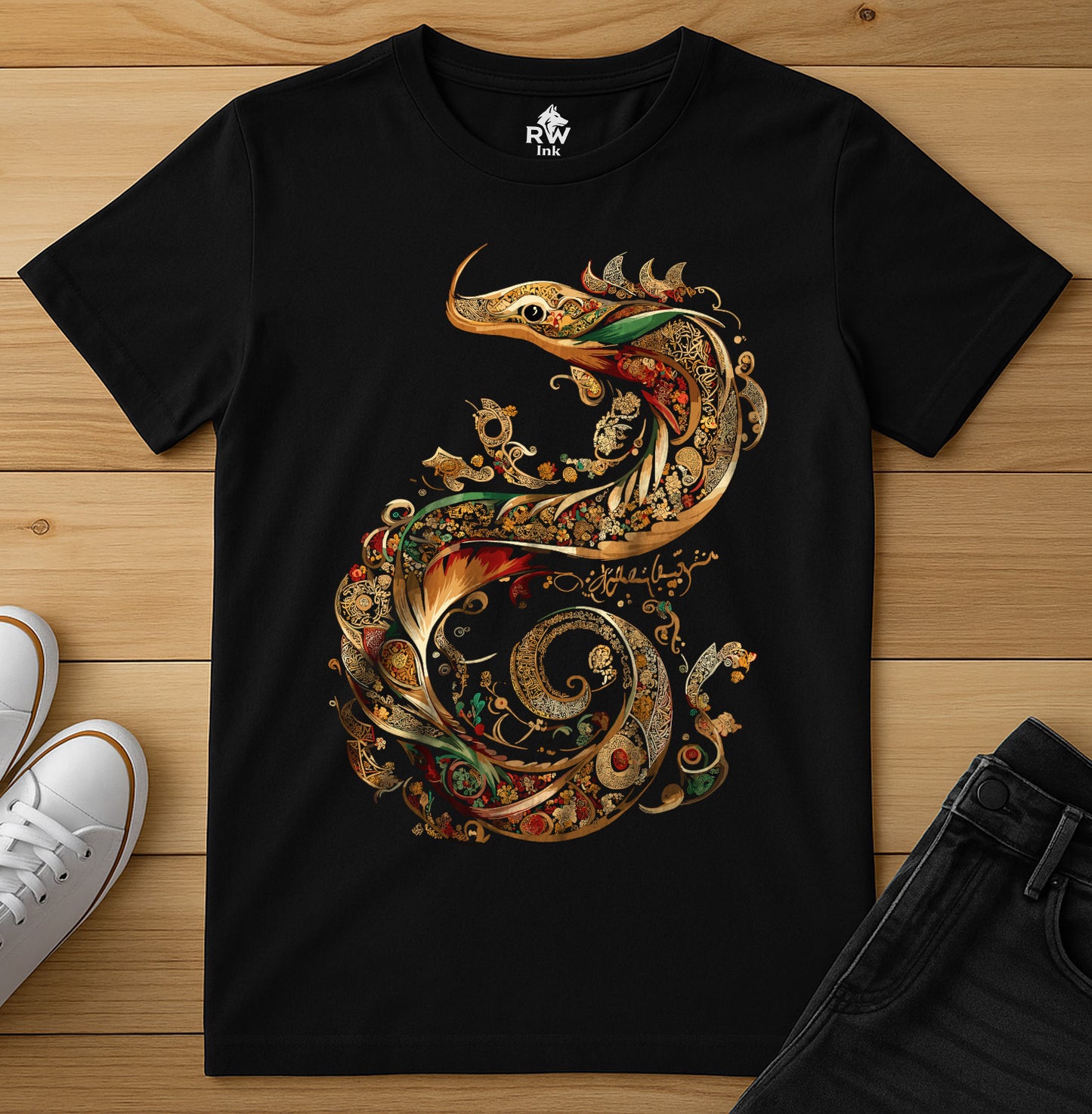 Dragon – Intricate Calligraphy Art Tee | Bella+Canvas 3001 Unisex T-Shirt