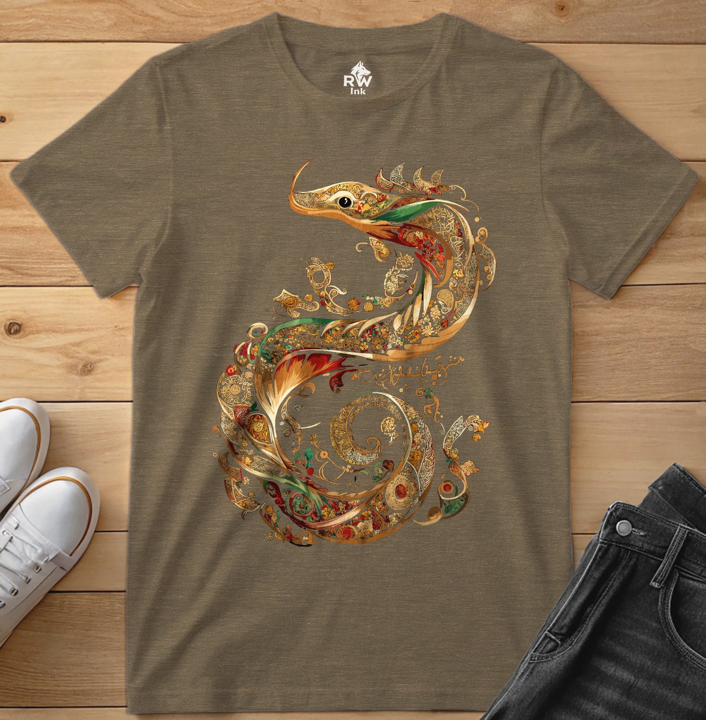 Dragon – Intricate Calligraphy Art Tee | Bella+Canvas 3001 Unisex T-Shirt