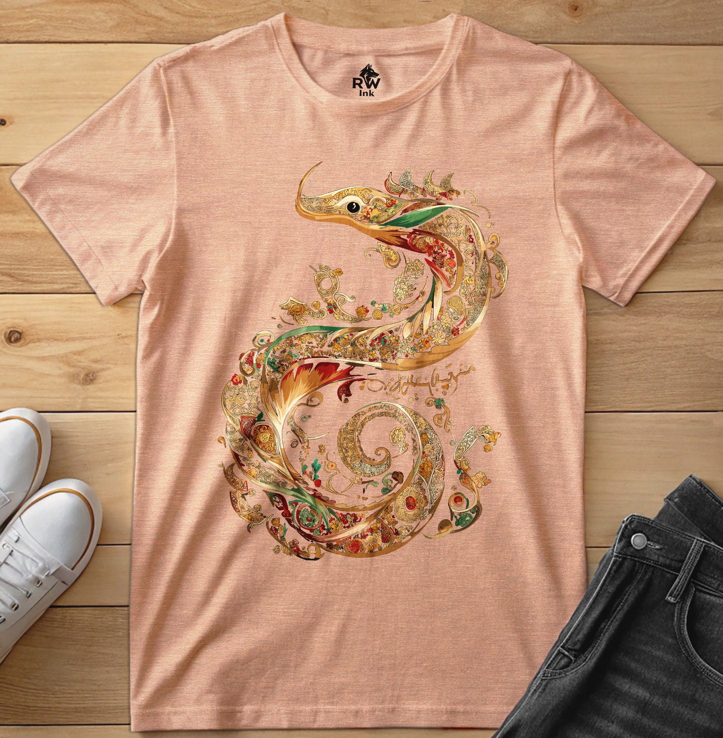 Dragon – Intricate Calligraphy Art Tee | Bella+Canvas 3001 Unisex T-Shirt