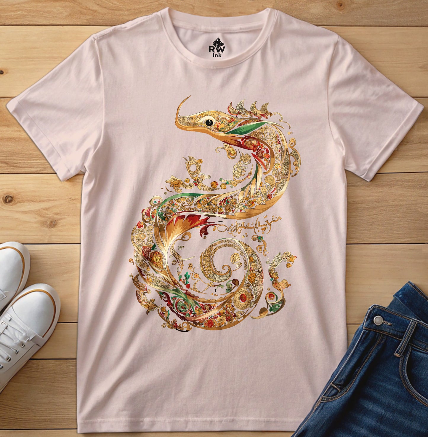 Dragon – Intricate Calligraphy Art Tee | Bella+Canvas 3001 Unisex T-Shirt
