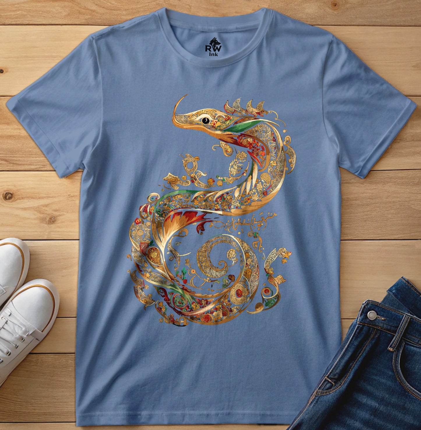 Dragon – Intricate Calligraphy Art Tee | Bella+Canvas 3001 Unisex T-Shirt