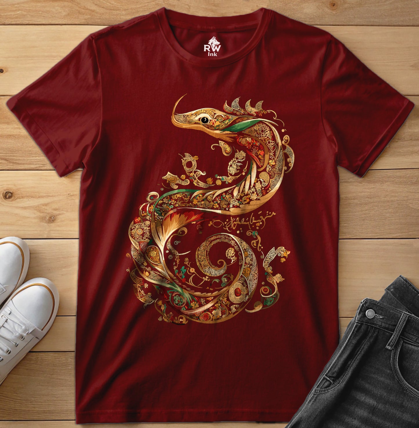Dragon – Intricate Calligraphy Art Tee | Bella+Canvas 3001 Unisex T-Shirt
