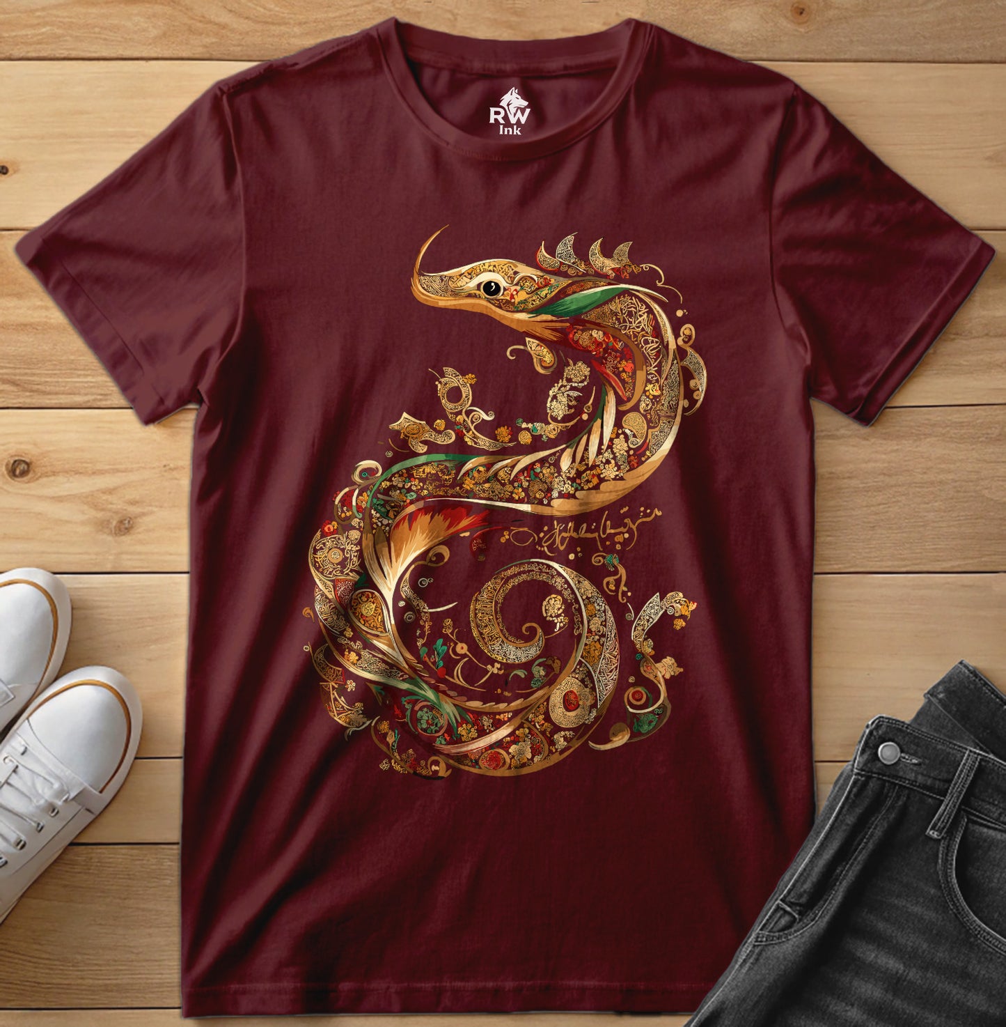 Dragon – Intricate Calligraphy Art Tee | Bella+Canvas 3001 Unisex T-Shirt