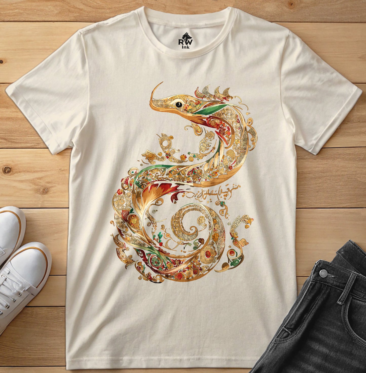 Dragon – Intricate Calligraphy Art Tee | Bella+Canvas 3001 Unisex T-Shirt