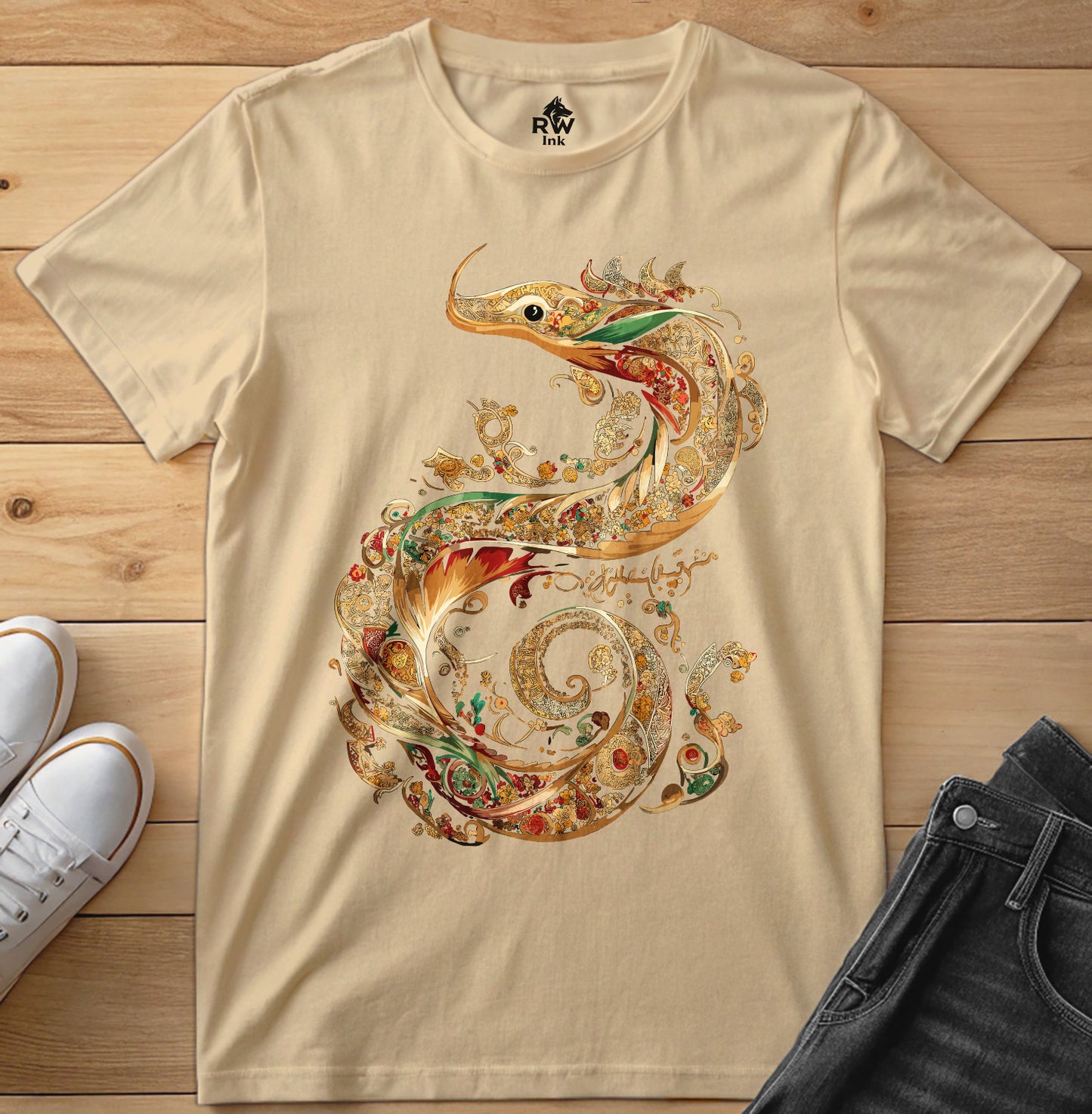 Dragon – Intricate Calligraphy Art Tee | Bella+Canvas 3001 Unisex T-Shirt