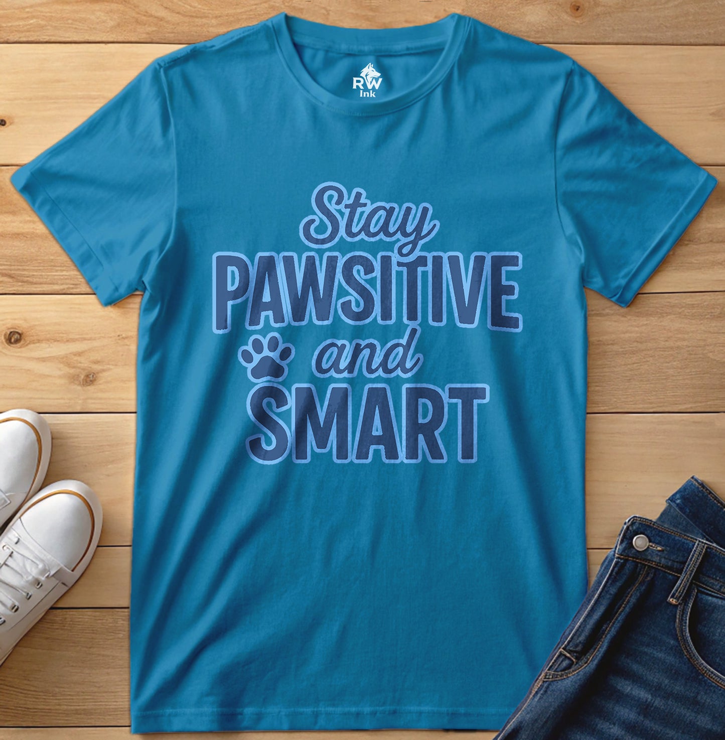 Stay Pawsitive & Smart – Funny Dog Lover Motivational T-Shirt | Bella+Canvas 3001 Unisex Tee