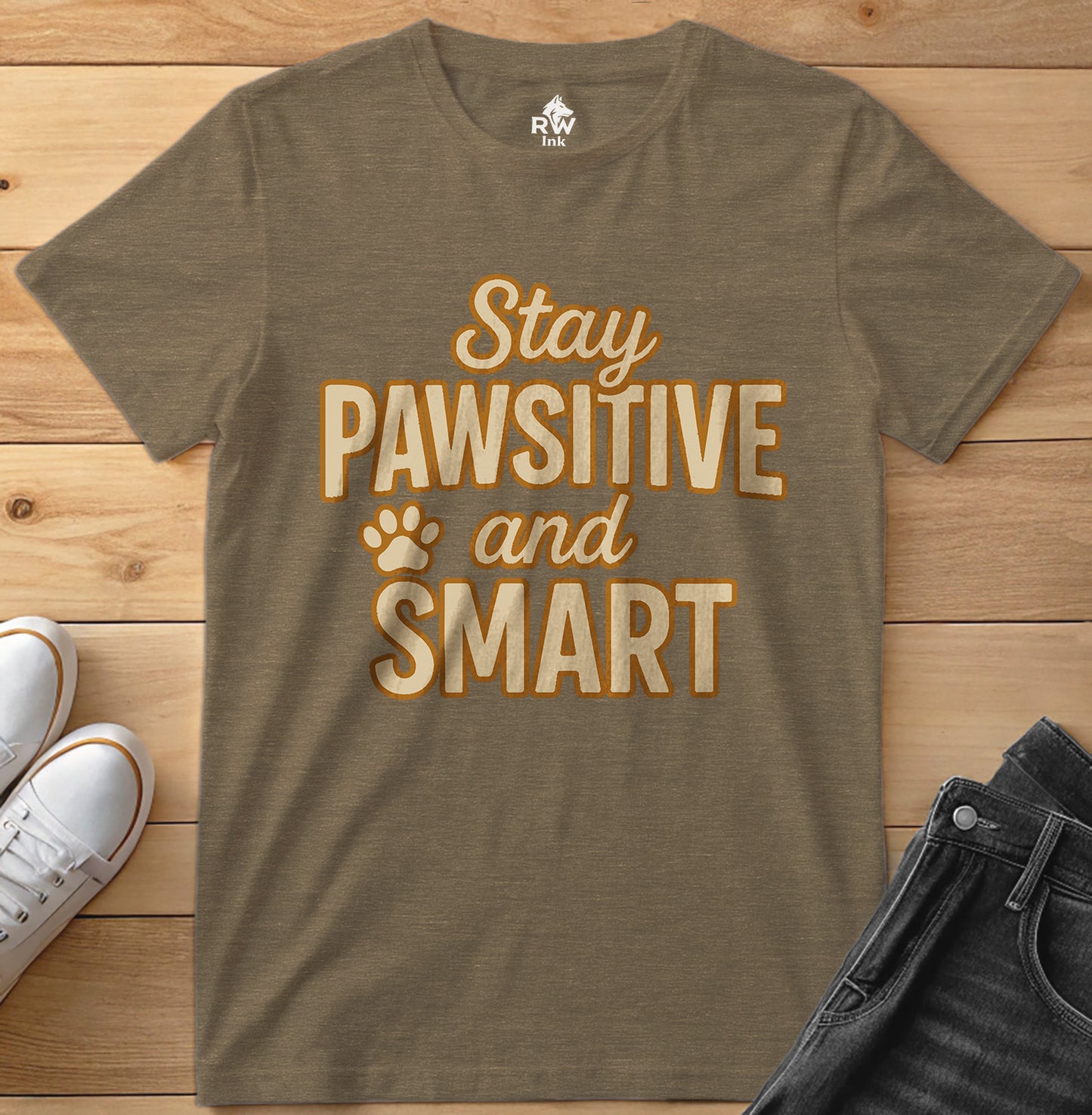 Stay Pawsitive & Smart – Funny Dog Lover Motivational T-Shirt | Bella+Canvas 3001 Unisex Tee