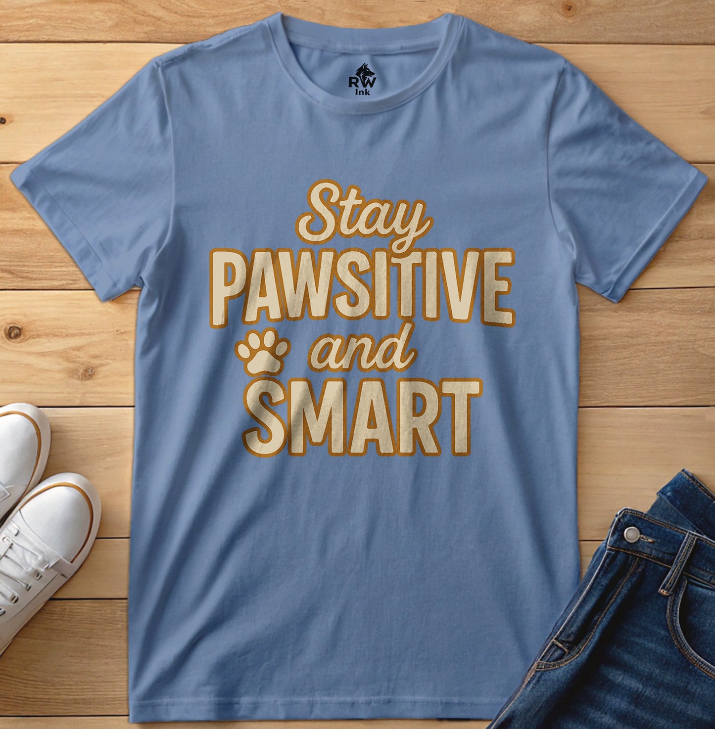 Stay Pawsitive & Smart – Funny Dog Lover Motivational T-Shirt | Bella+Canvas 3001 Unisex Tee