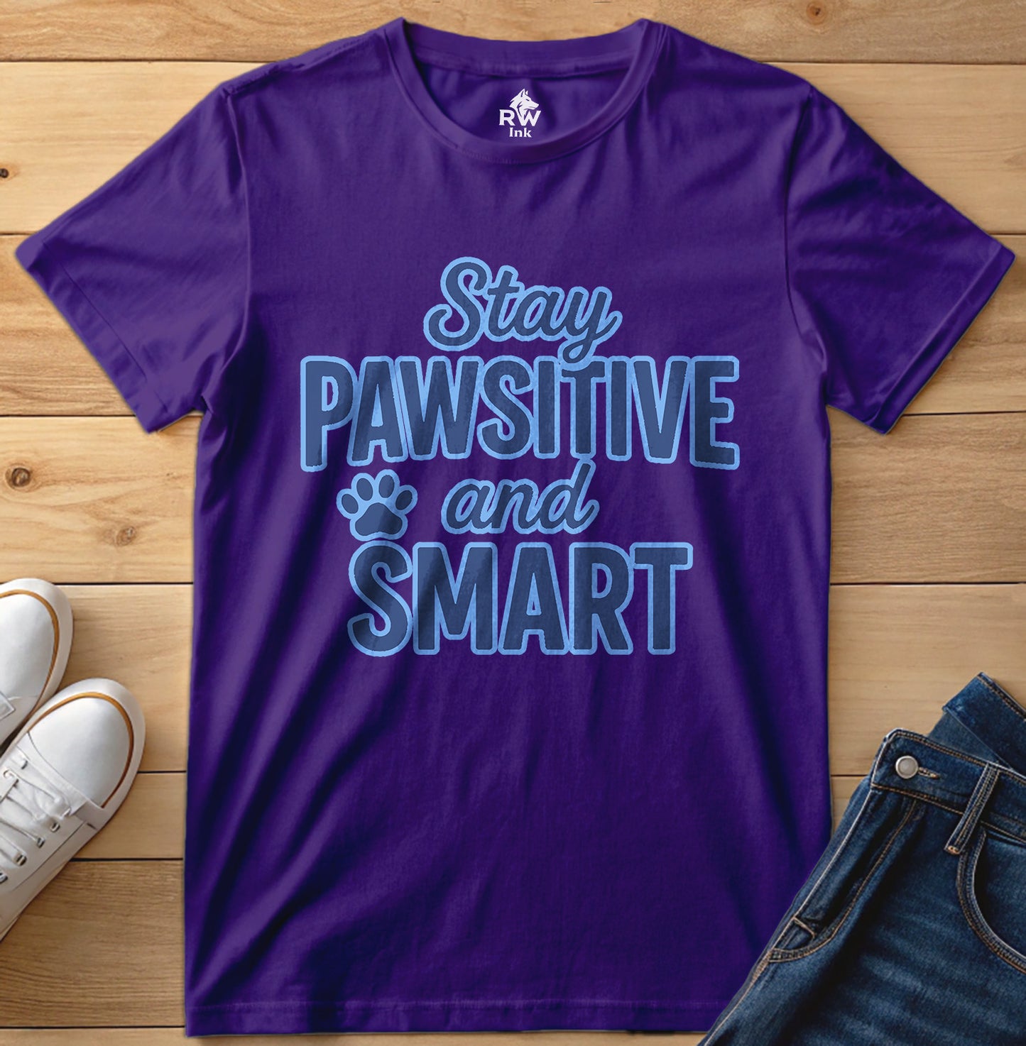 Stay Pawsitive & Smart – Funny Dog Lover Motivational T-Shirt | Bella+Canvas 3001 Unisex Tee