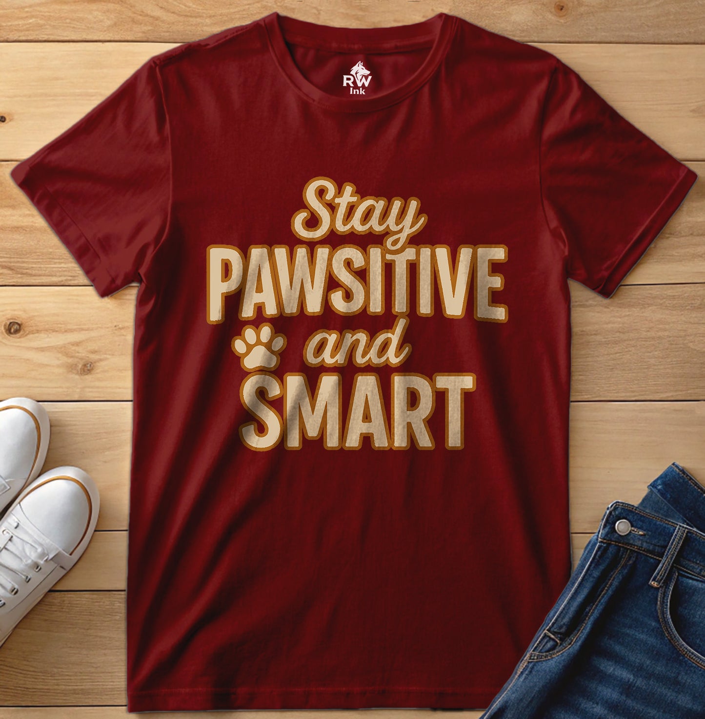 Stay Pawsitive & Smart – Funny Dog Lover Motivational T-Shirt | Bella+Canvas 3001 Unisex Tee