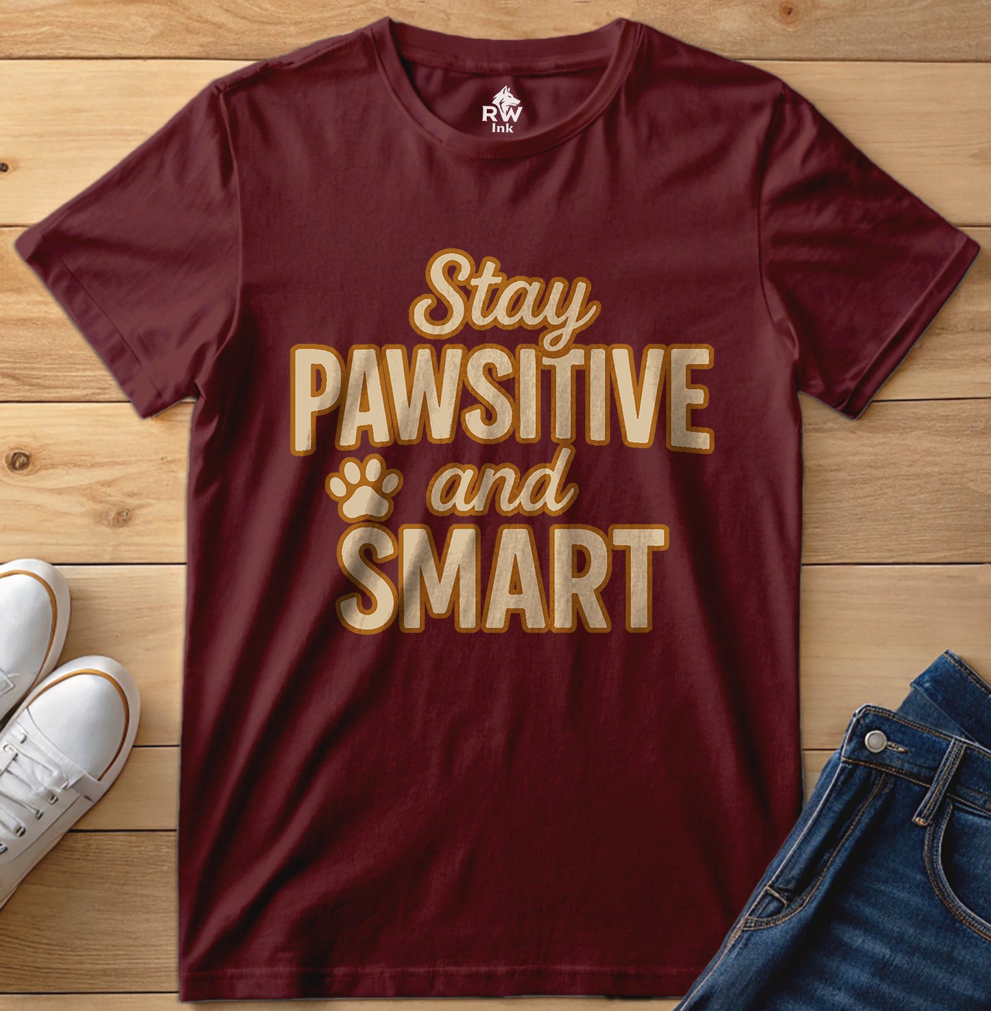 Stay Pawsitive & Smart – Funny Dog Lover Motivational T-Shirt | Bella+Canvas 3001 Unisex Tee