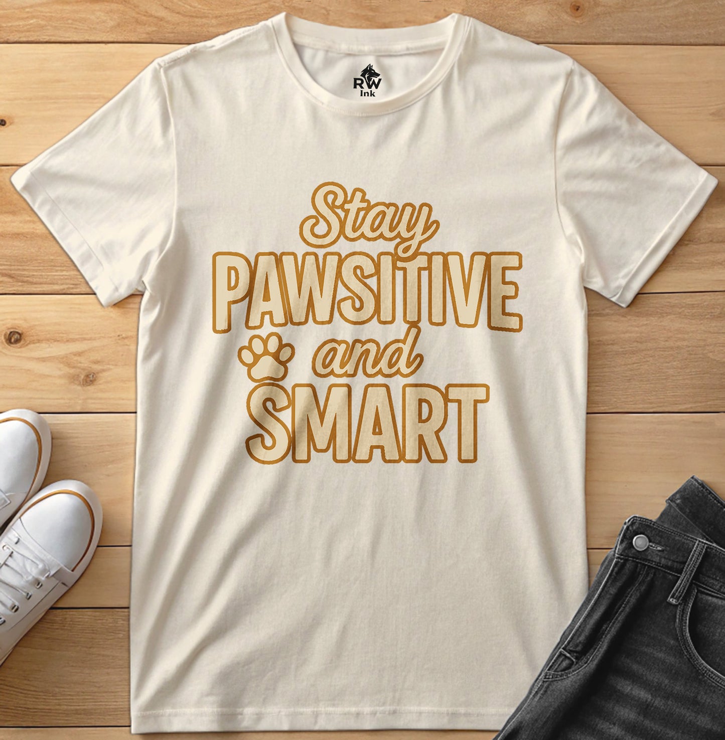 Stay Pawsitive & Smart – Funny Dog Lover Motivational T-Shirt | Bella+Canvas 3001 Unisex Tee