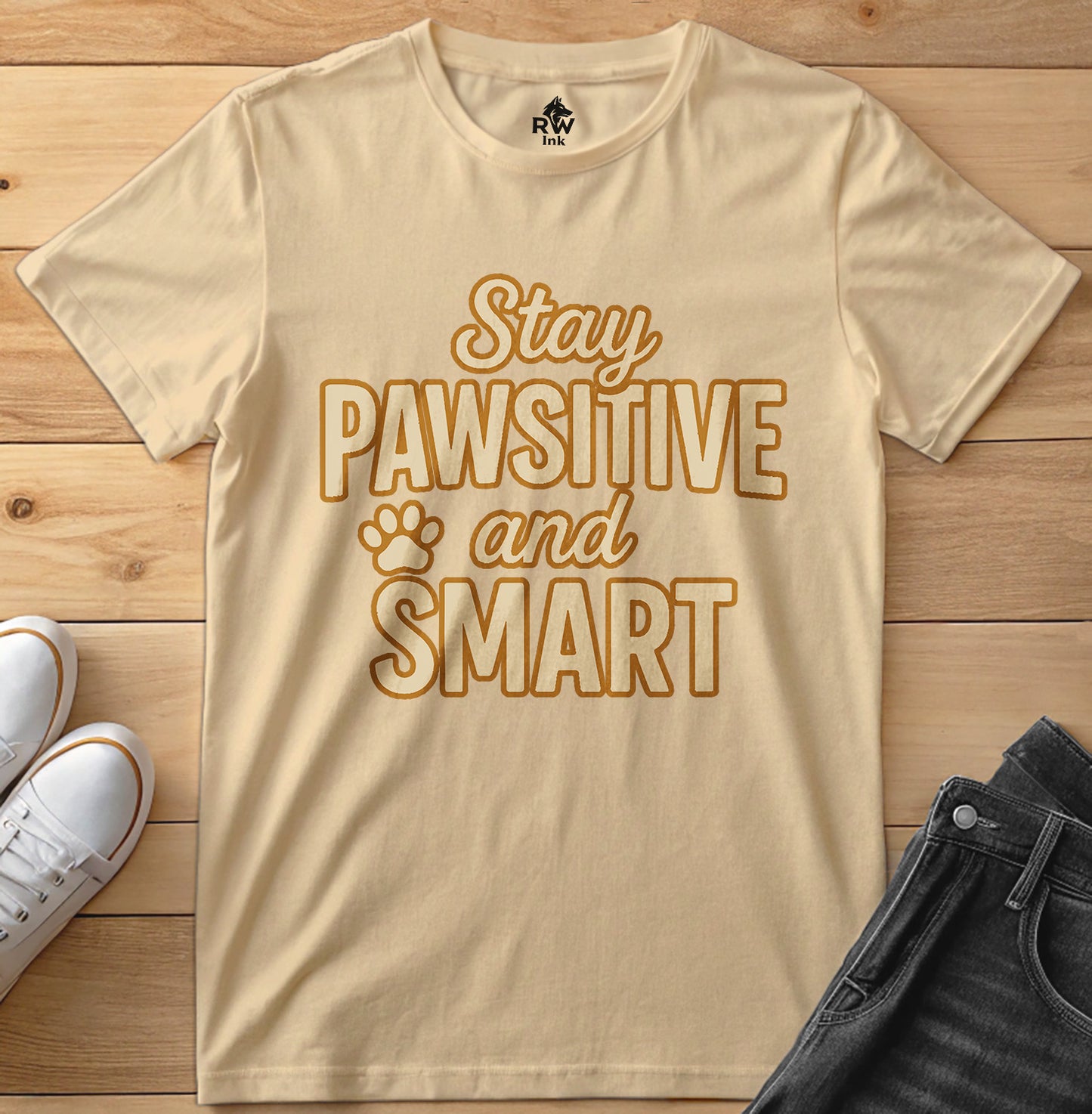 Stay Pawsitive & Smart – Funny Dog Lover Motivational T-Shirt | Bella+Canvas 3001 Unisex Tee