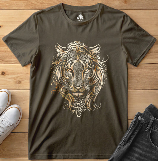 Majestic Lion – Tribal Calligraphy Tee | Bella+Canvas 3001 Unisex T-Shirt