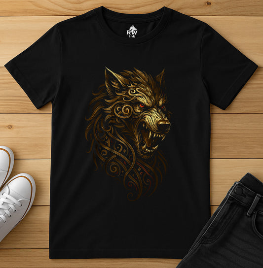 Majestic Wolf – Tribal Calligraphy Tee | Bella+Canvas 3001 Unisex T-Shirt