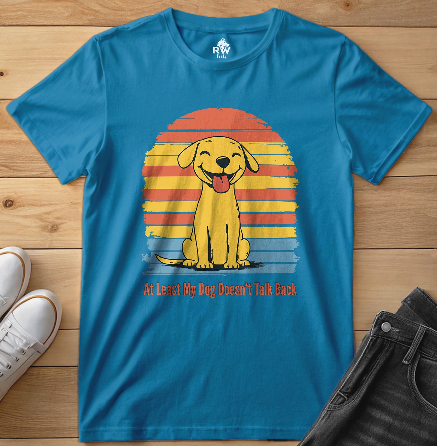 At Least My Dog Doesn’t Talk Back – Funny Dog Lover T-Shirt – Bella+Canvas 3001 Unisex Tee