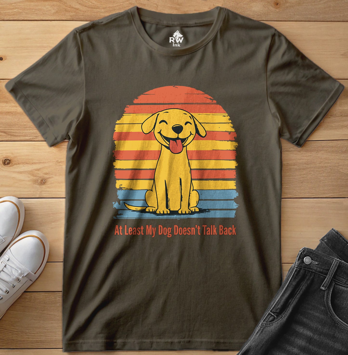 At Least My Dog Doesn’t Talk Back – Funny Dog Lover T-Shirt – Bella+Canvas 3001 Unisex Tee