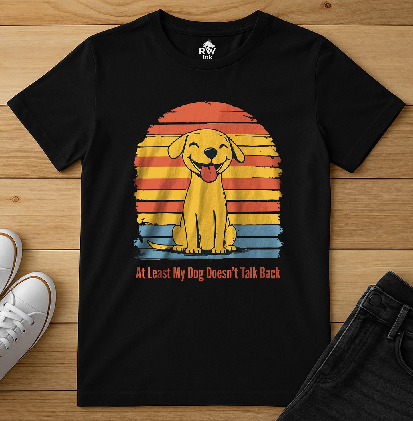 At Least My Dog Doesn’t Talk Back – Funny Dog Lover T-Shirt – Bella+Canvas 3001 Unisex Tee