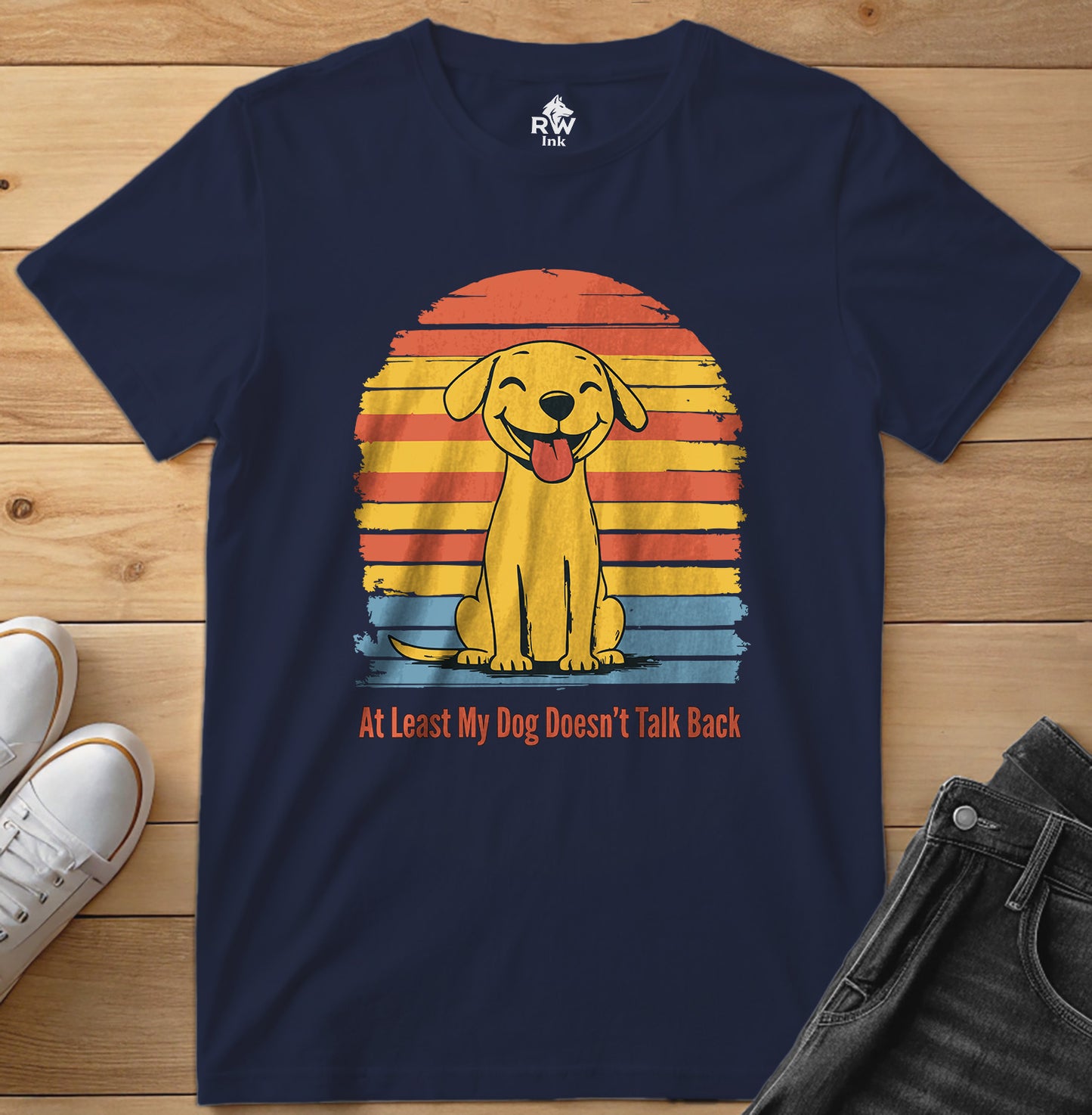 At Least My Dog Doesn’t Talk Back – Funny Dog Lover T-Shirt – Bella+Canvas 3001 Unisex Tee