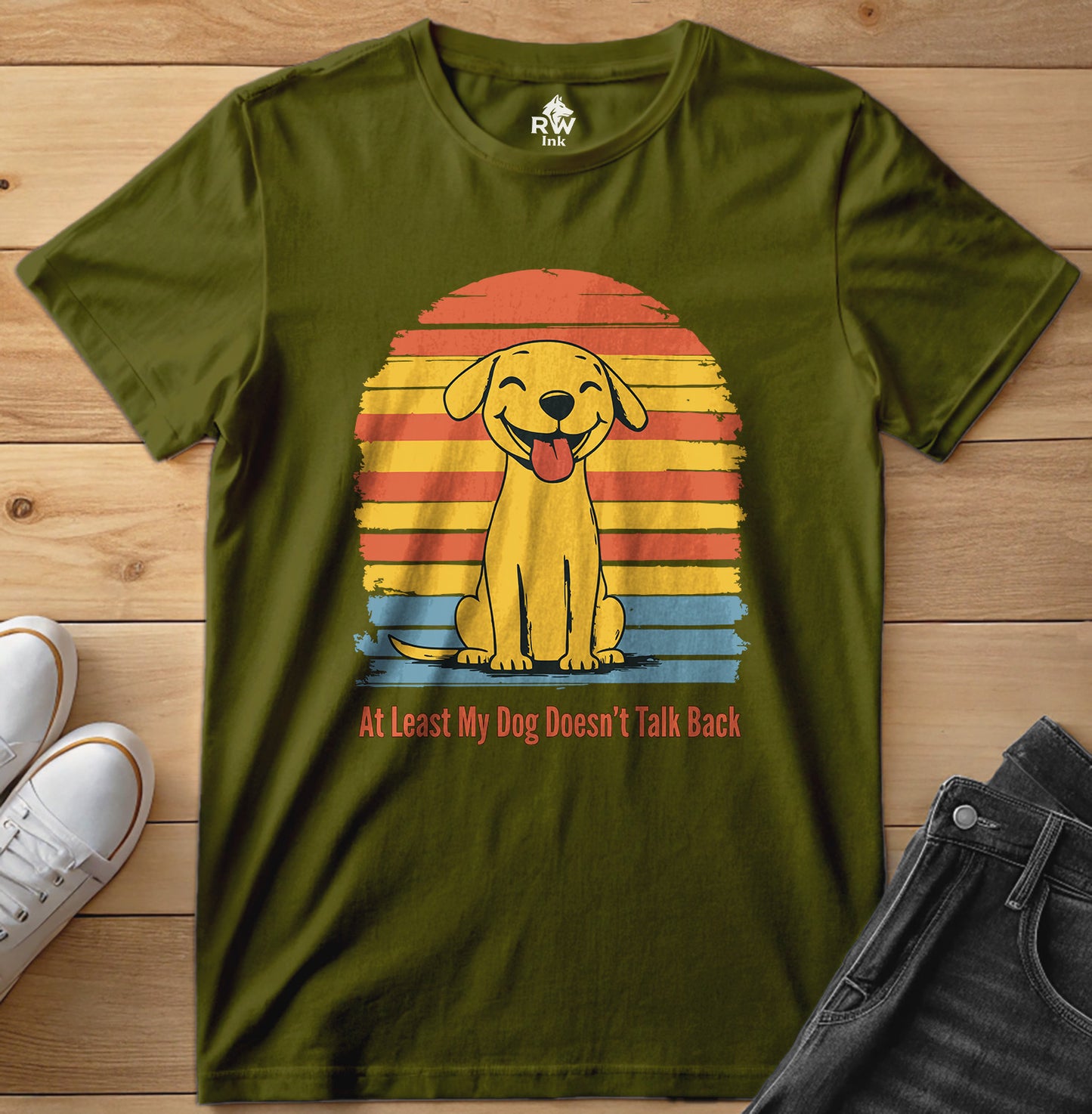 At Least My Dog Doesn’t Talk Back – Funny Dog Lover T-Shirt – Bella+Canvas 3001 Unisex Tee