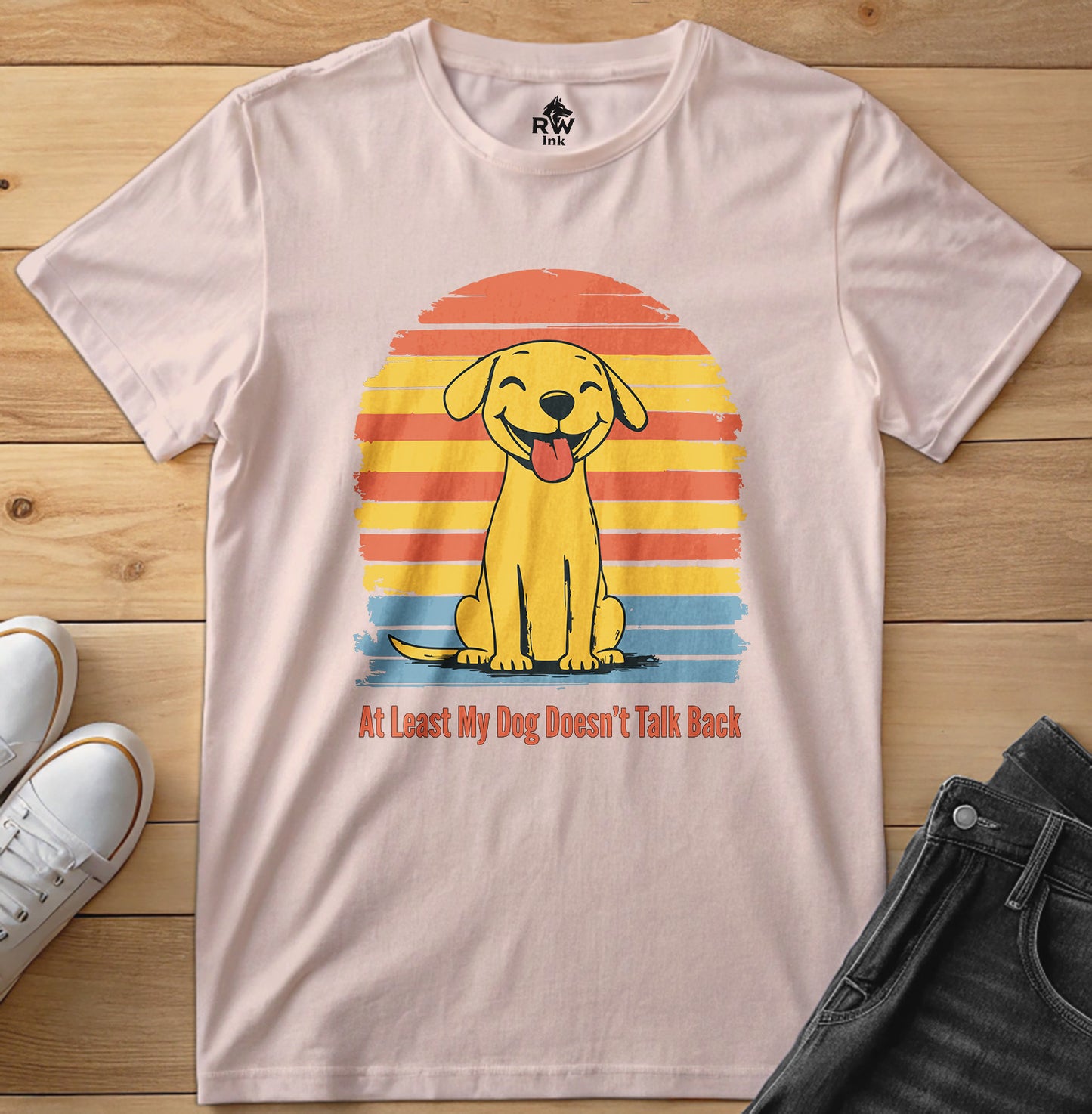 At Least My Dog Doesn’t Talk Back – Funny Dog Lover T-Shirt – Bella+Canvas 3001 Unisex Tee