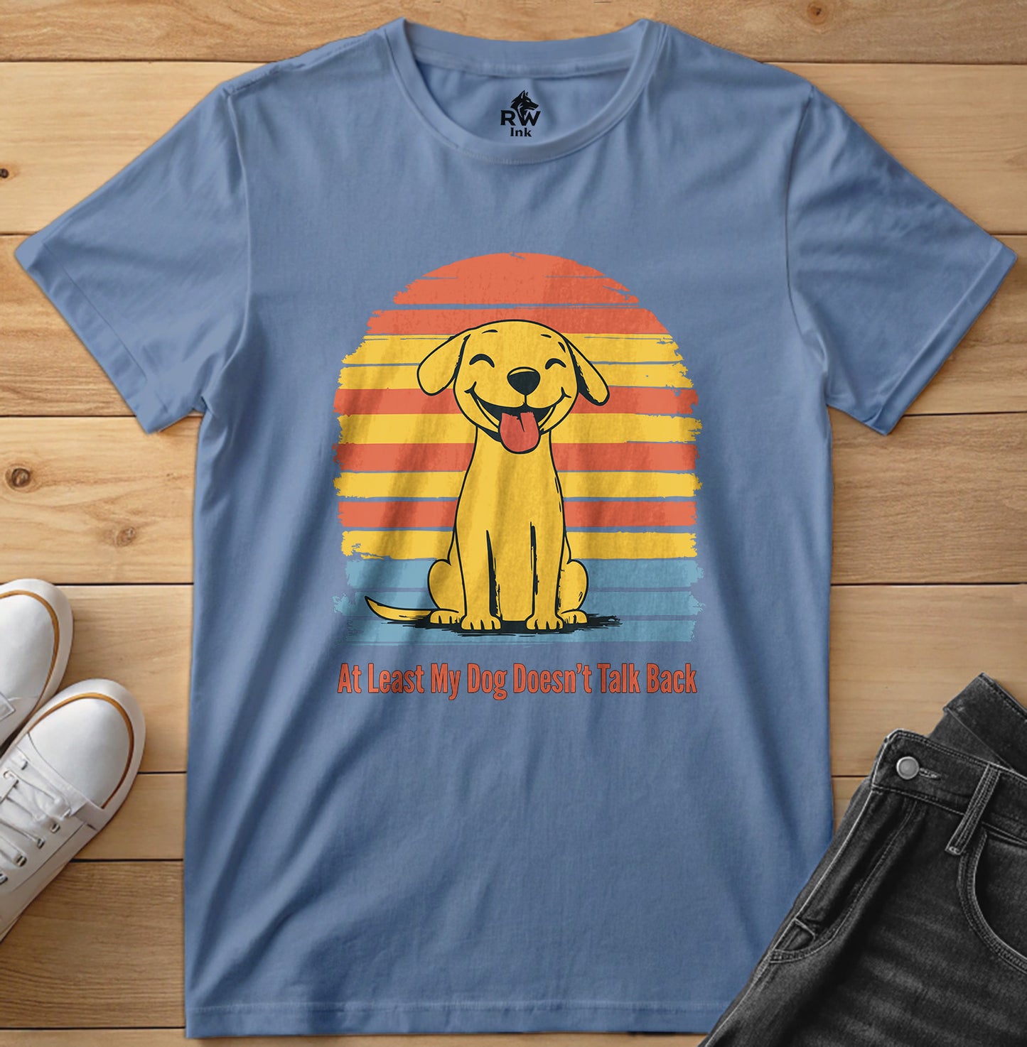 At Least My Dog Doesn’t Talk Back – Funny Dog Lover T-Shirt – Bella+Canvas 3001 Unisex Tee