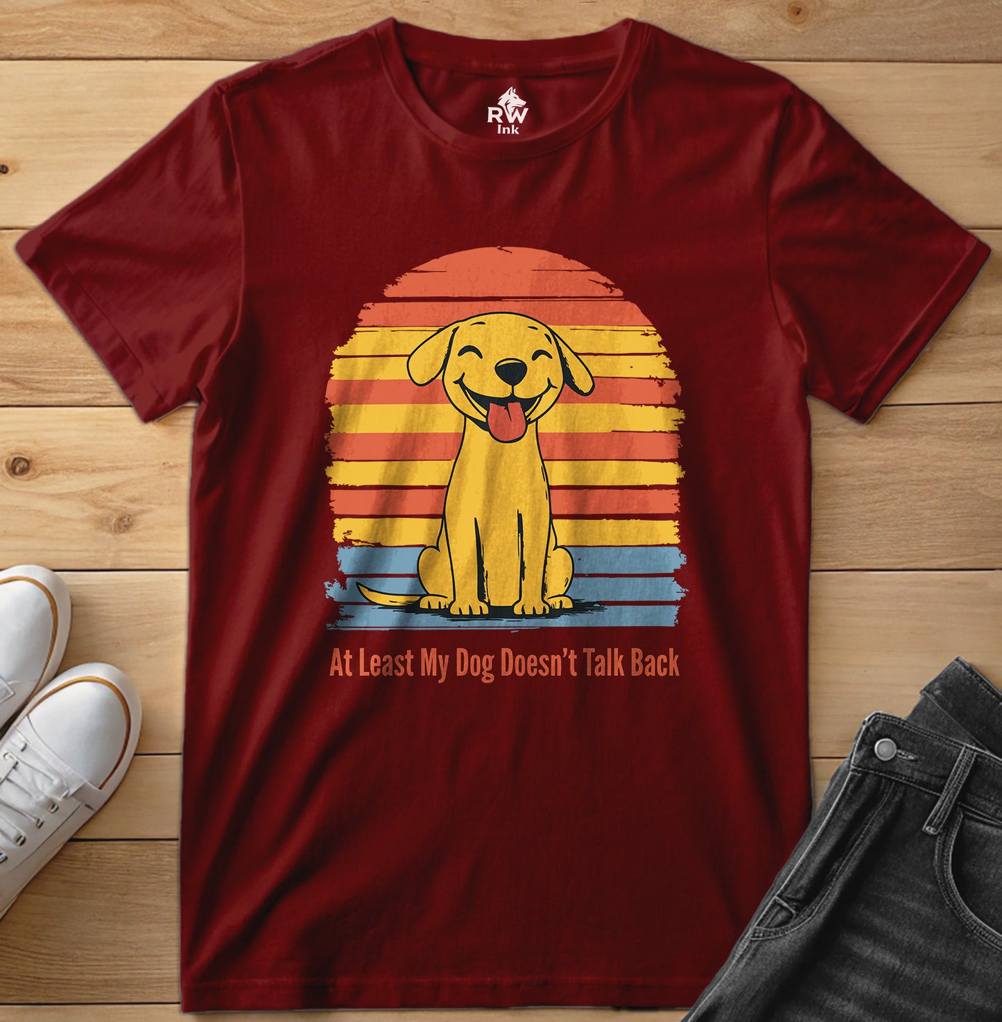 At Least My Dog Doesn’t Talk Back – Funny Dog Lover T-Shirt – Bella+Canvas 3001 Unisex Tee