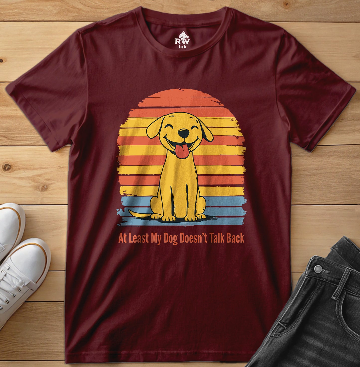 At Least My Dog Doesn’t Talk Back – Funny Dog Lover T-Shirt – Bella+Canvas 3001 Unisex Tee