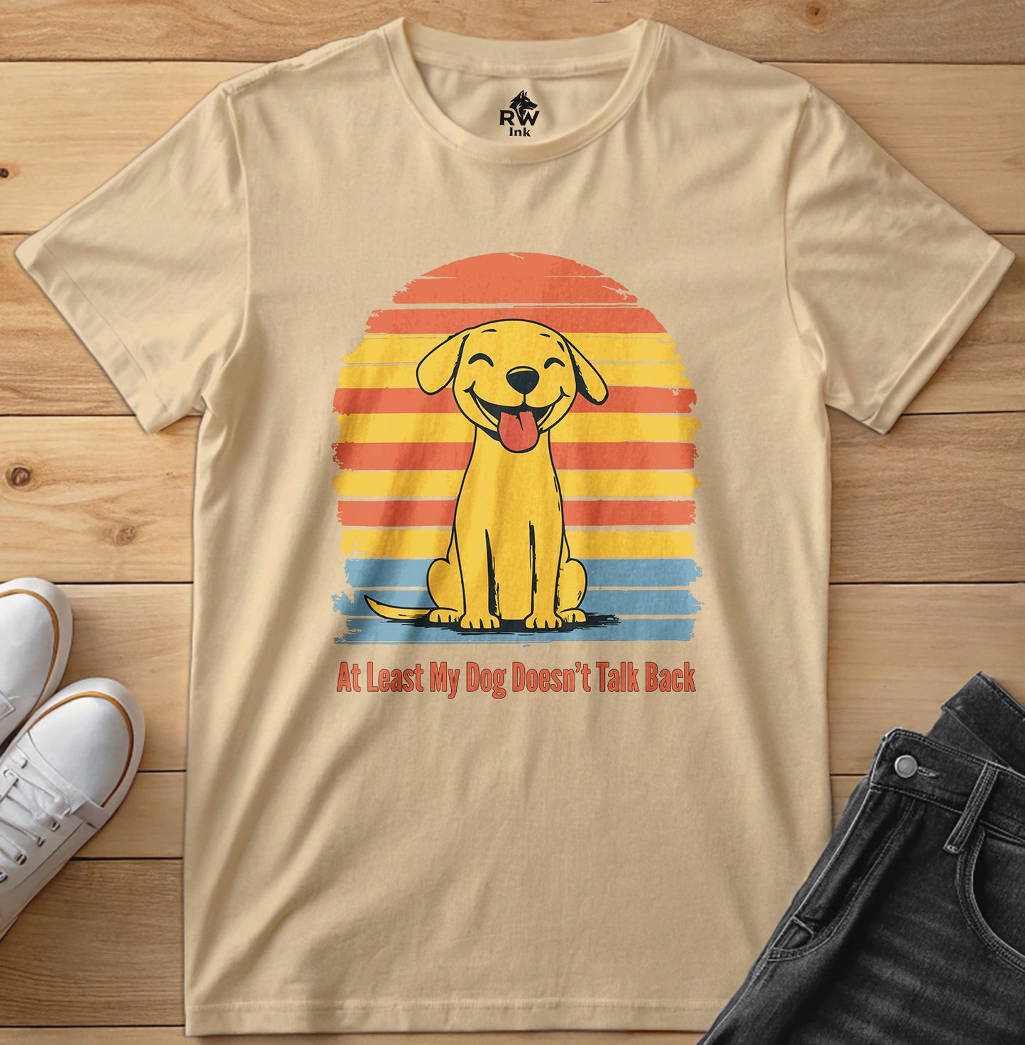 At Least My Dog Doesn’t Talk Back – Funny Dog Lover T-Shirt – Bella+Canvas 3001 Unisex Tee