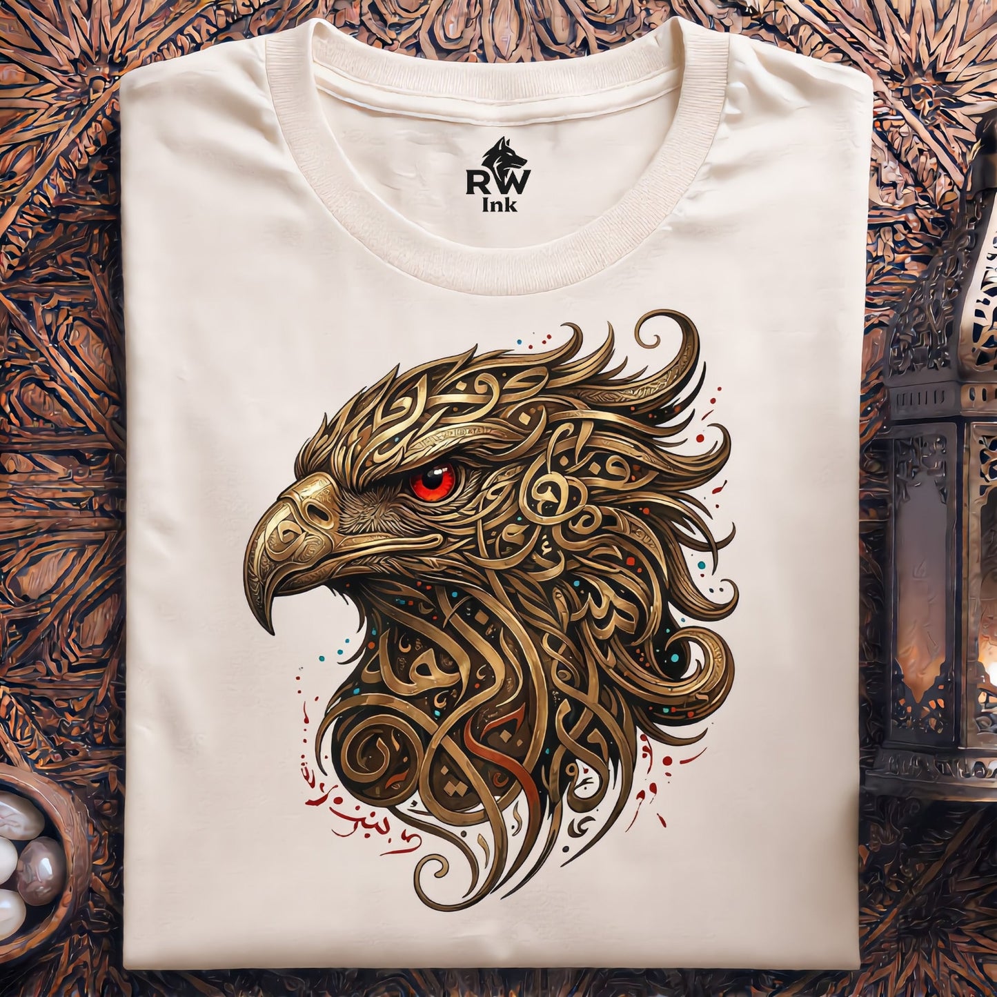 Majestic Golden Eagle Premium Tee - Artistic Arabic Calligraphy - Bella+Canvas 3001