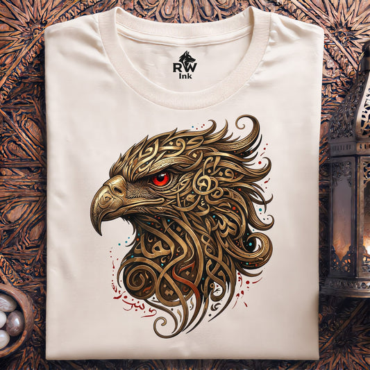 Majestic Golden Eagle Premium Tee - Artistic Arabic Calligraphy - Bella+Canvas 3001