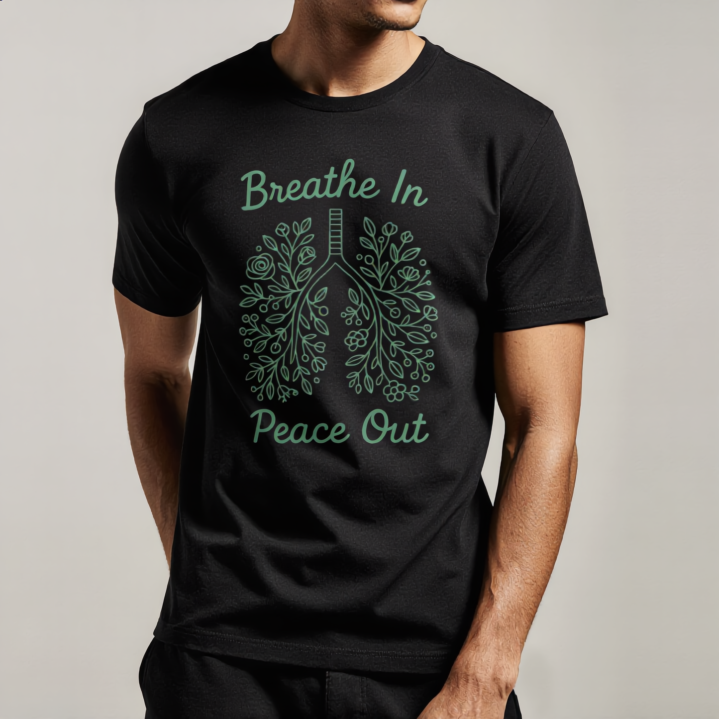 Breathe In, Peace Out – Mindful Botanical Art Tee | Bella+Canvas 3001 Unisex T-Shirt