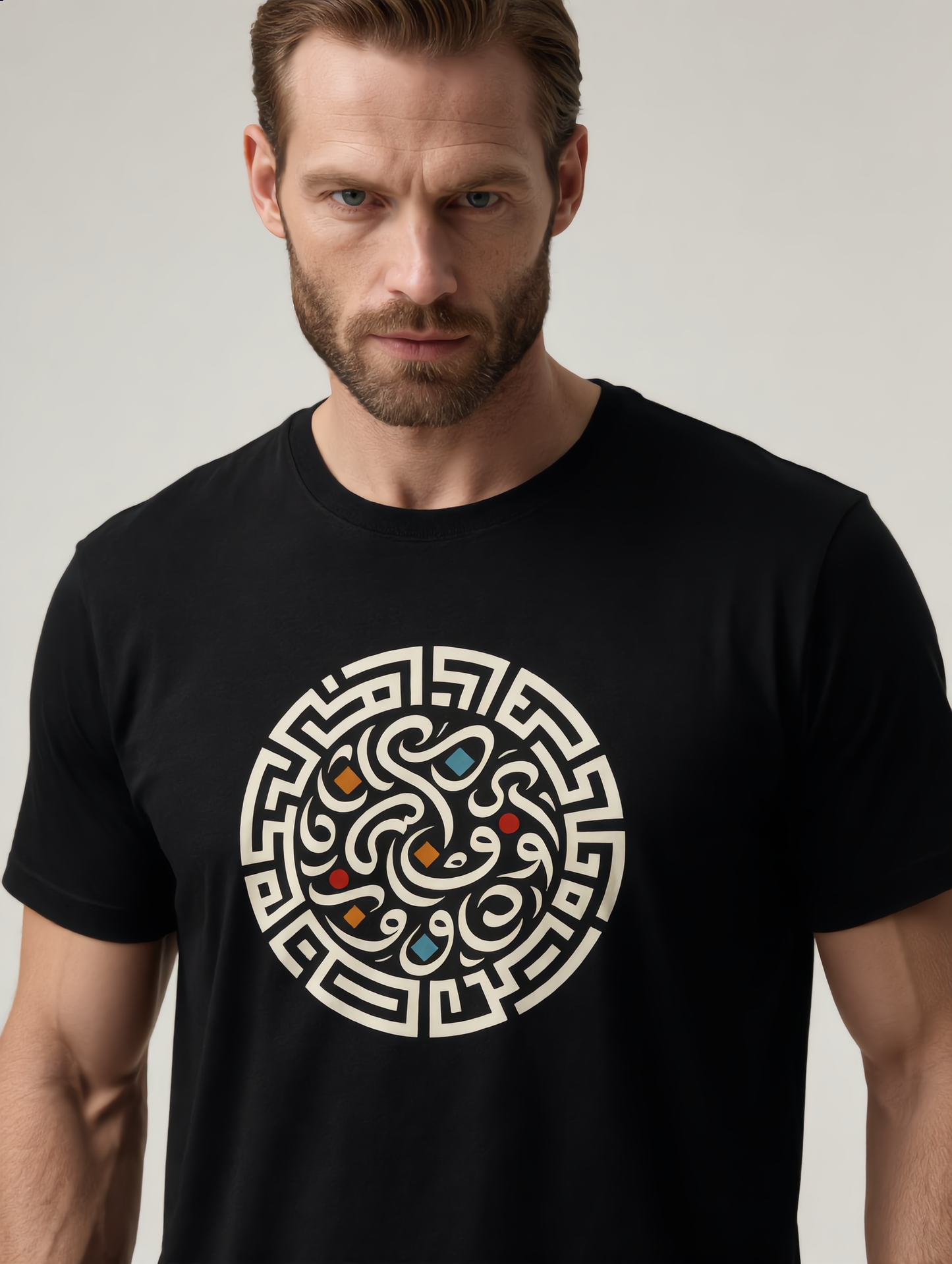 Geometric Labyrinth – Calligraphy Maze Tee | Bella+Canvas 3001 Unisex T-Shirt