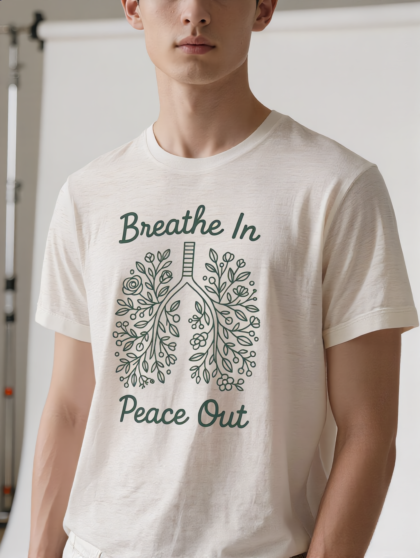 Breathe In, Peace Out – Mindful Botanical Art Tee | Bella+Canvas 3001 Unisex T-Shirt